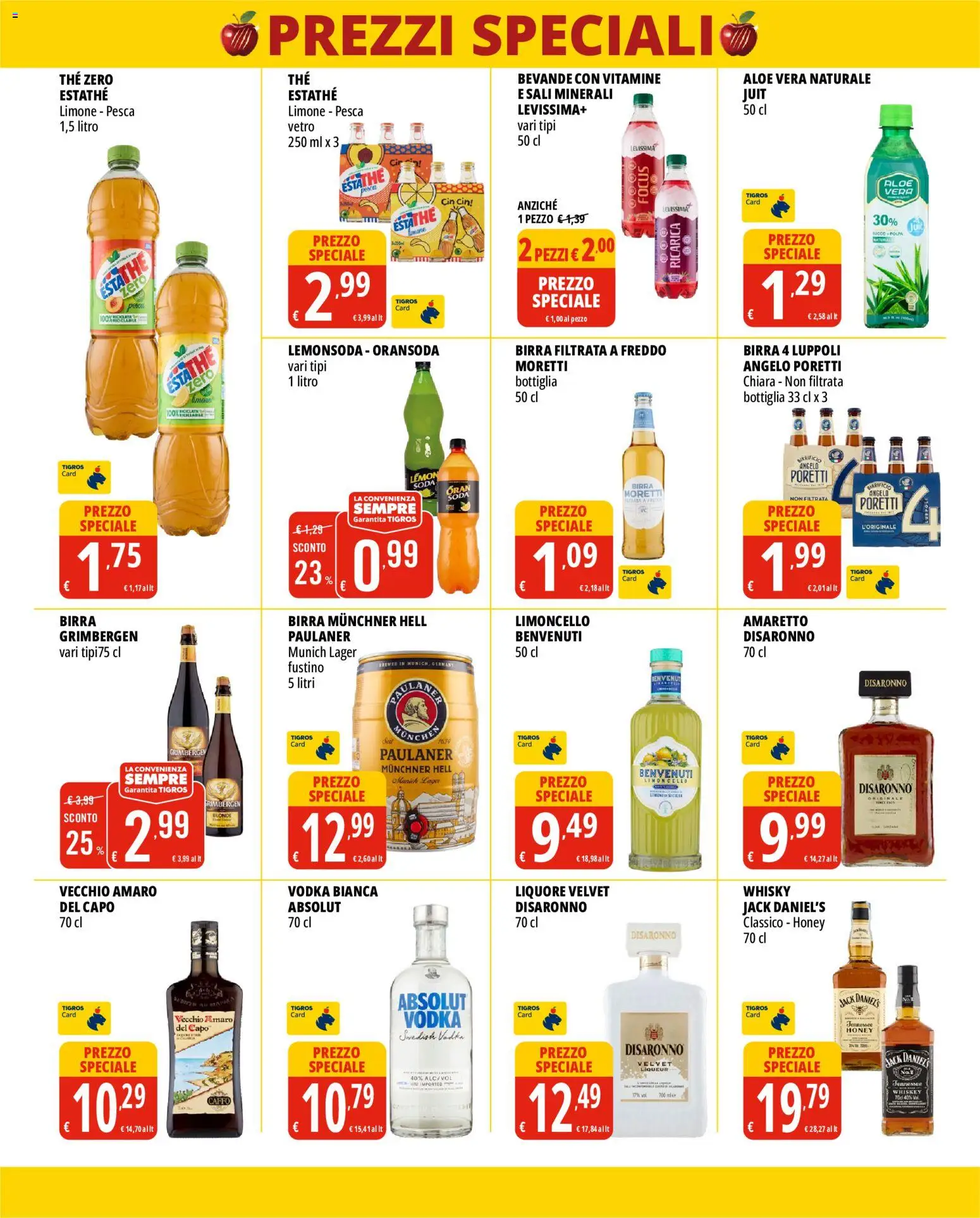 Volantino Tigros del 30/06/2026 | Pagina: 6 | Prodotti: Birra, Birra Moretti, Limoncello, Liquore