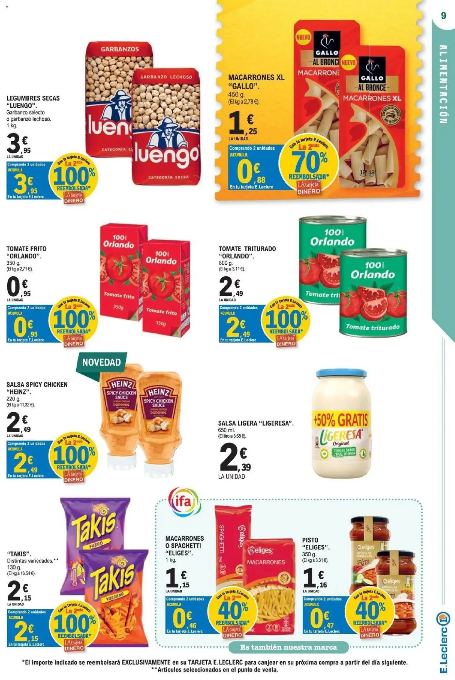 E.Leclerc Megames 2 07/10/2026 - 18/10/2026 | Página: 9 | Productos: Tomate, Legumbres, Tomate triturado