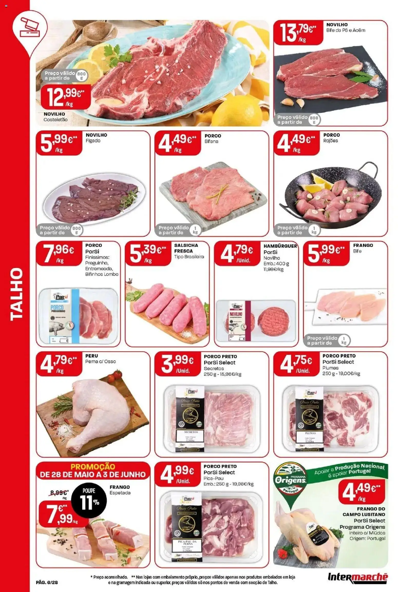 Intermarché - Isto é que são preços BAIXOS │ válido de 28.05.2026 | Página: 6 | Produtos: Peru, Pó, Hambúrguer, Lombo