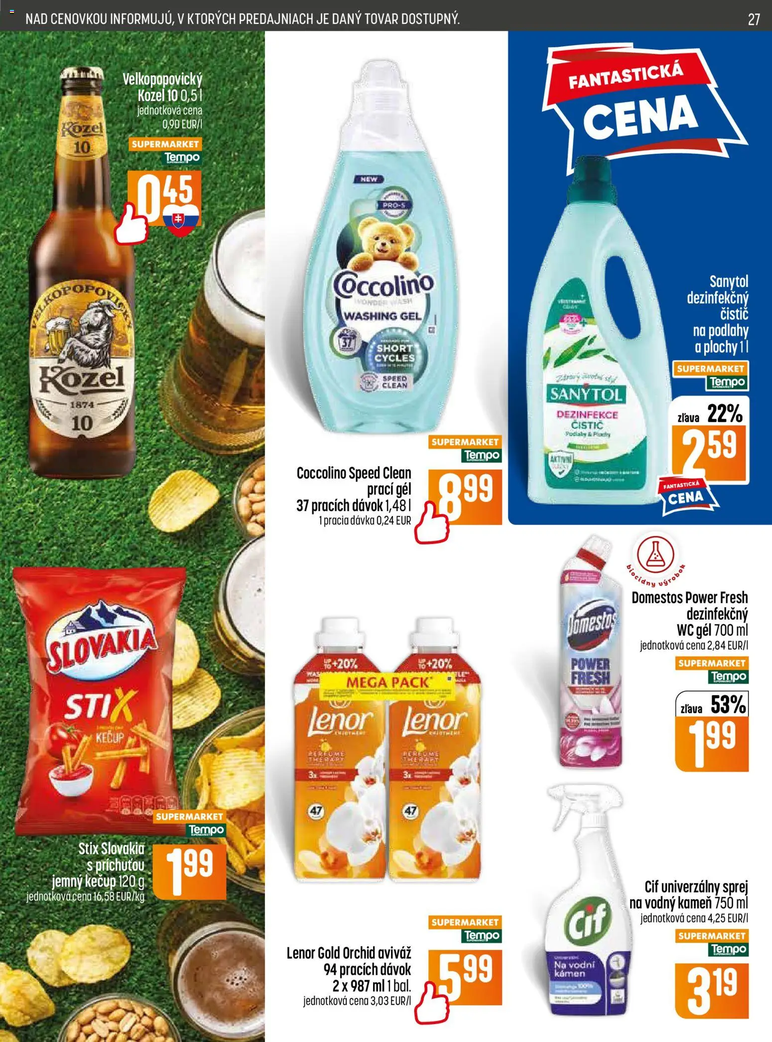 Nové COOP Jednota akcie – leták je platný od 18.06.2026 | Strana: 27 | Produkty: Sanytol, Aviváž, Kečup, Domestos