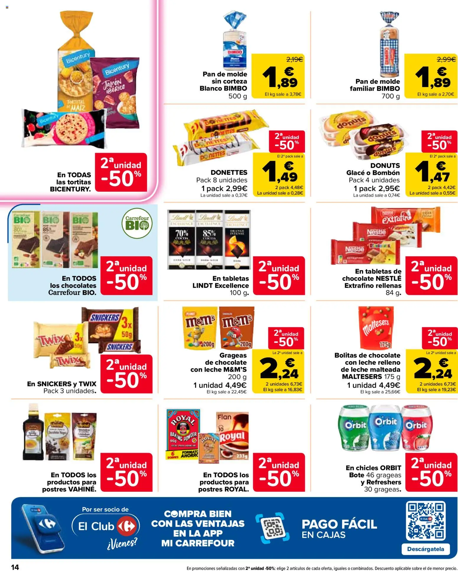 Carrefour Market folleto │ válido desde el 27/10/2026 | Página: 14 | Productos: Leche, Snickers, Jamón, Pan de molde