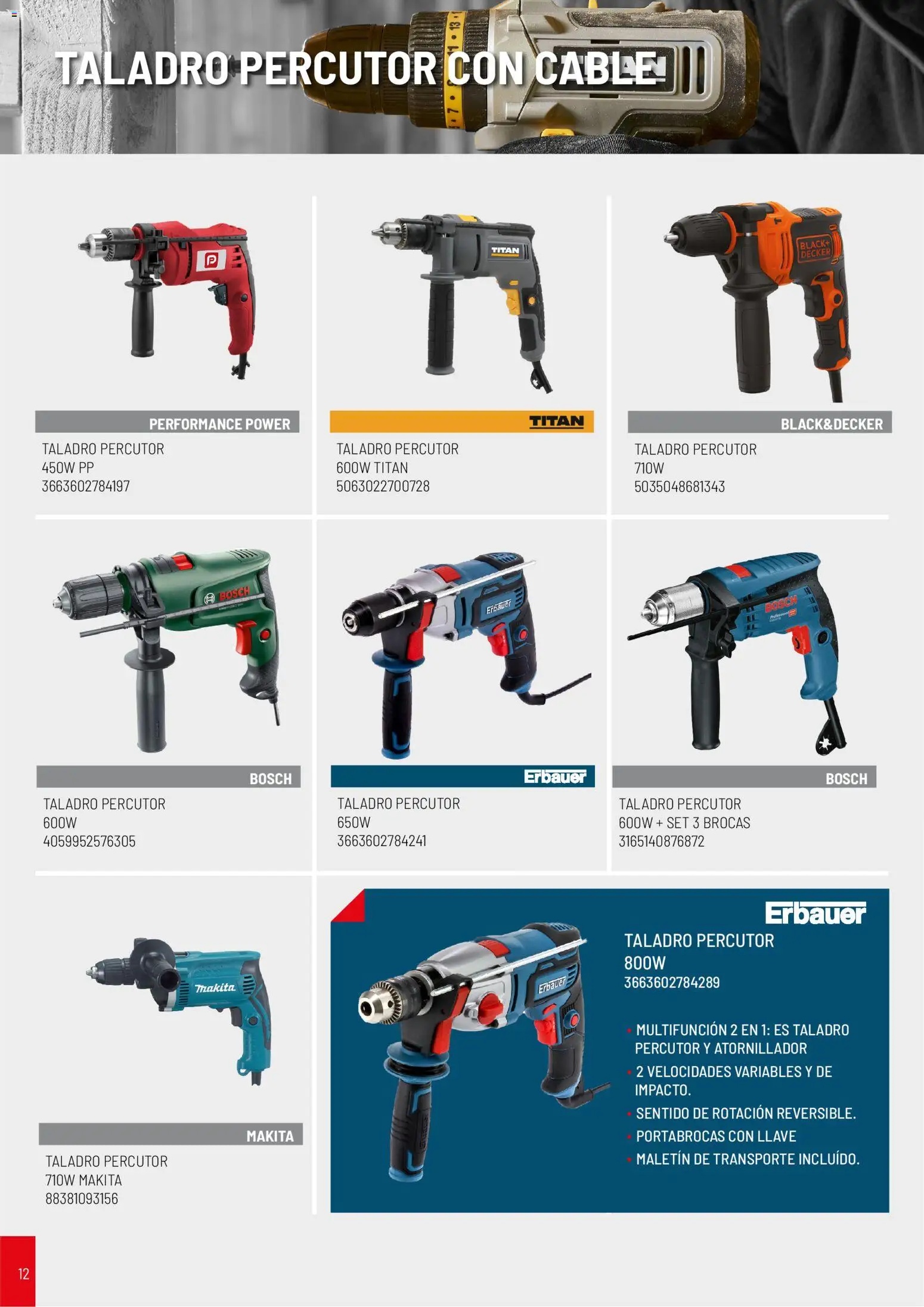 Brico Depôt Catalogo de Herramientas │ válido desde el 07/10/2026 | Página: 12 | Productos: Taladro percutor, Cable