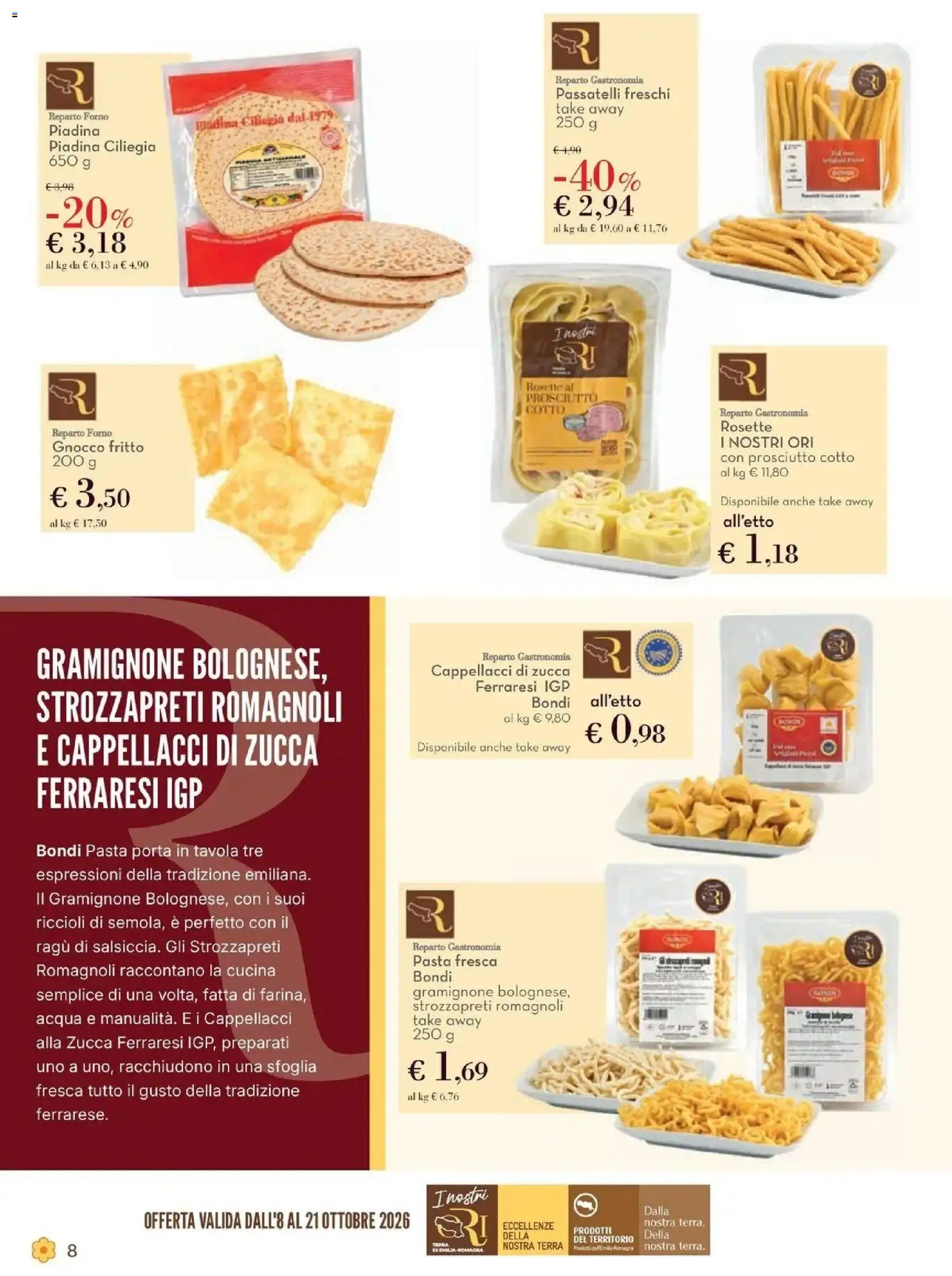 Anteprima volantino Conad dal 08/10/2026 prossima settimana | Pagina: 8 | Prodotti: Prosciutto, Pasta, Ragú, Terra