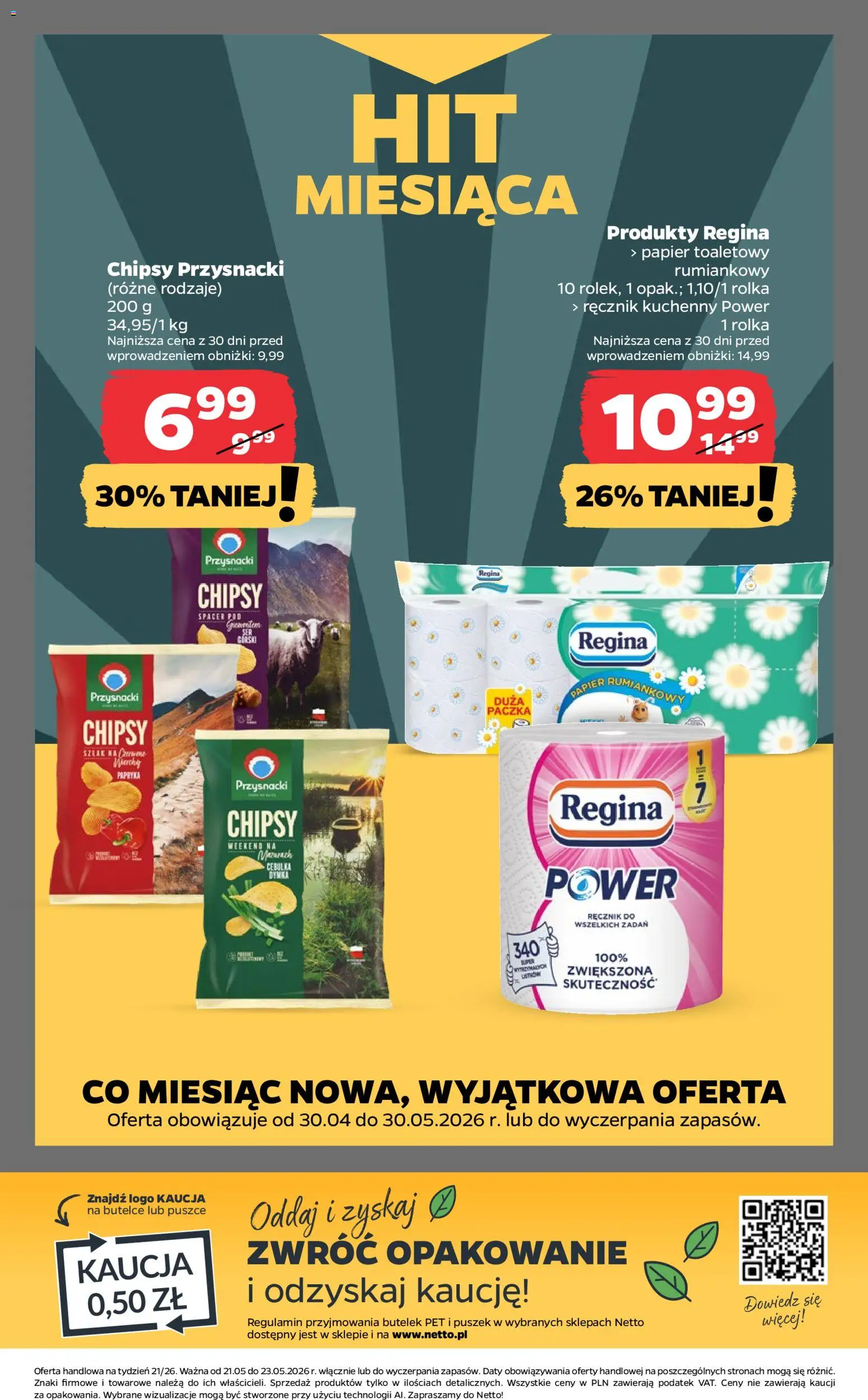 Netto gazetka od czwartku spożywcza od 21.05.2026 | Strona: 19 | Produkty: Chipsy, Papier toaletowy, Papryka