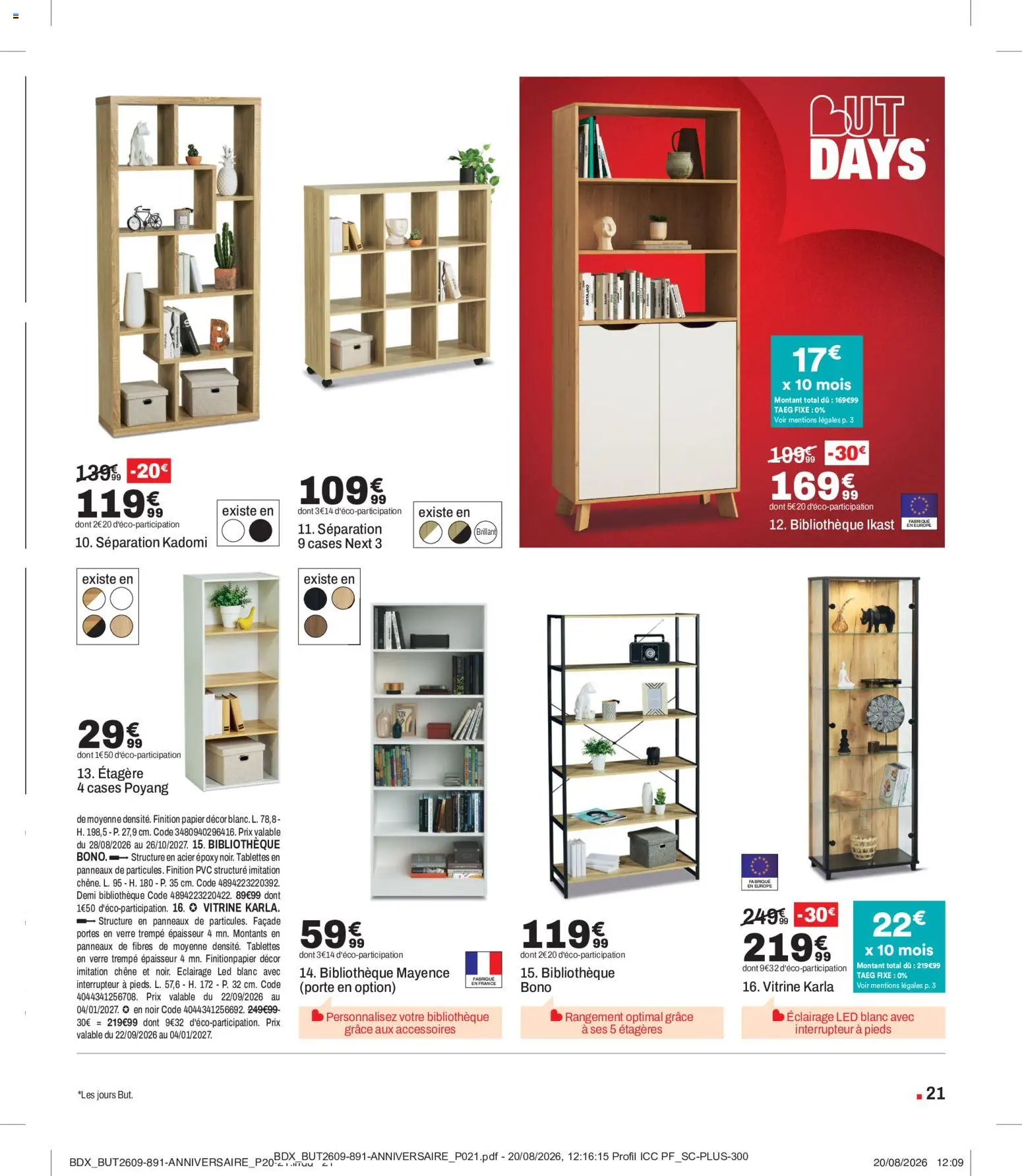 {H1} | Page: 21 | Produits: Vitrine, Interrupteur, Étagère, Portes