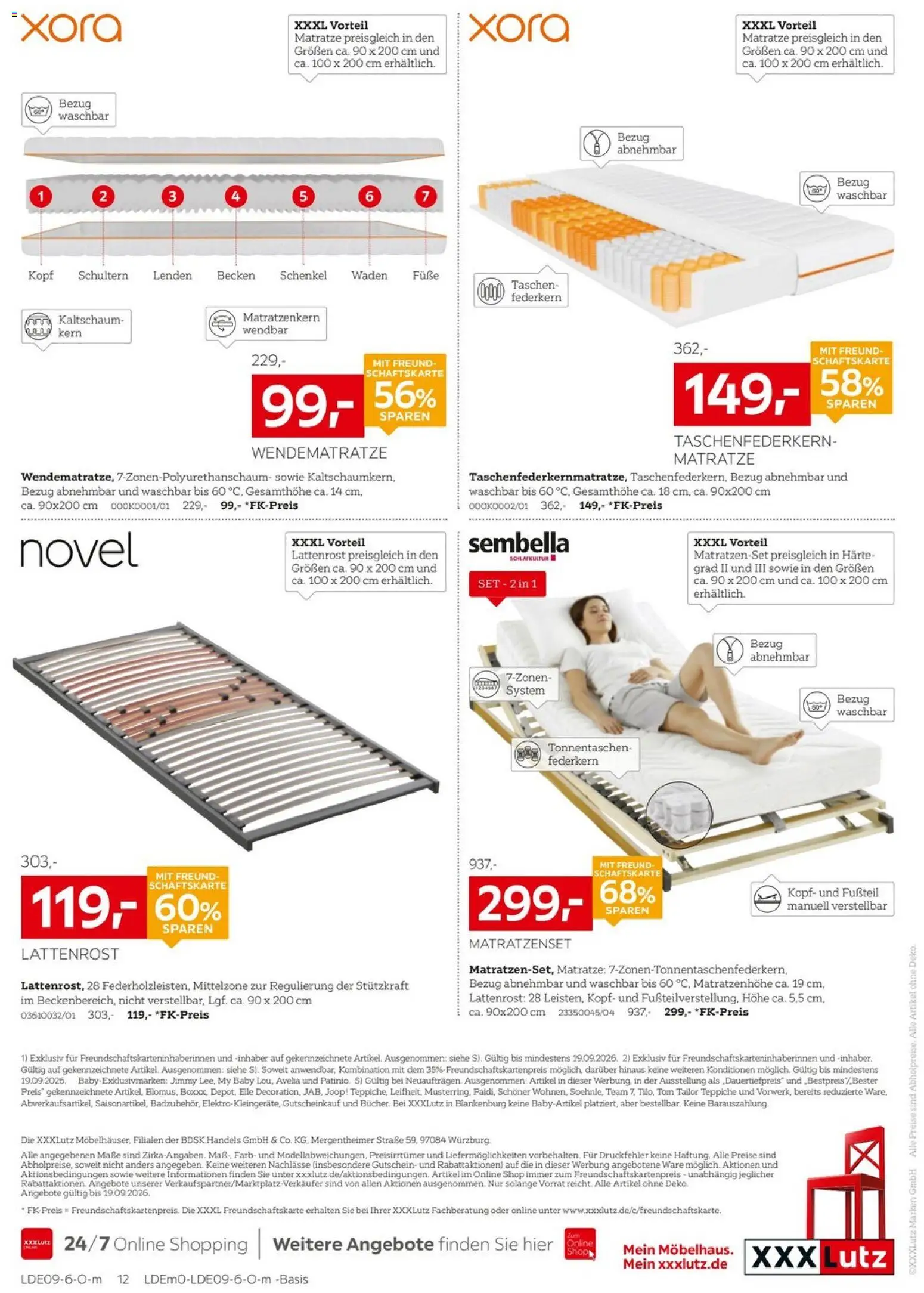 XXXLutz Bis zu 68% auf Matratzen – gültig ab 05.09.2026 | Seite: 12 | Produkte: Matratze, Lattenrost, Taschen