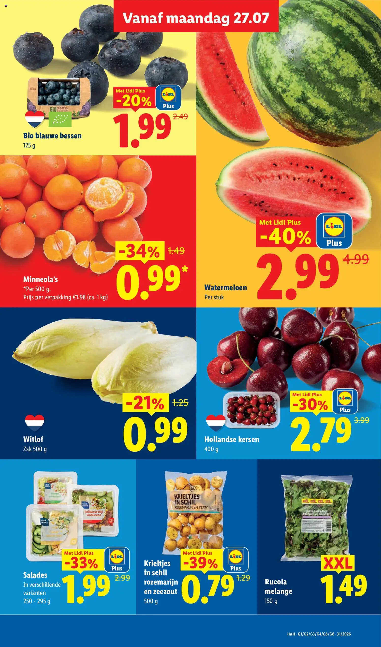 {H1} | Pagina: 7 | Producten: Rucola, Krieltjes, Salades, Watermeloen