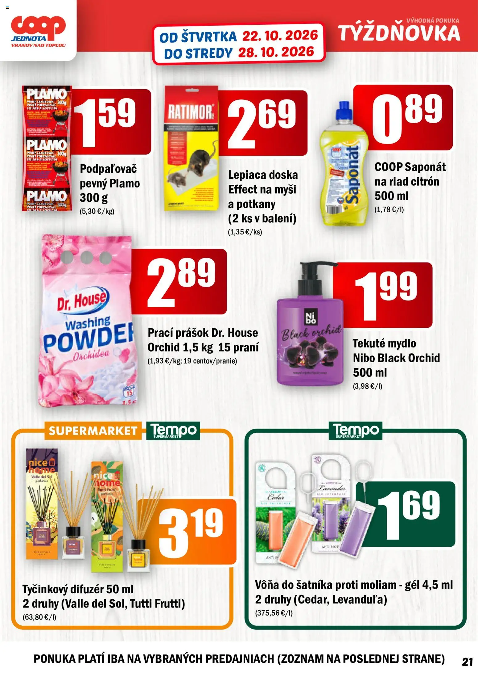 Nové COOP Jednota akcie – leták je platný od 22.10.2026 | Strana: 21 | Produkty: Difúzer, Riad, Orchidea