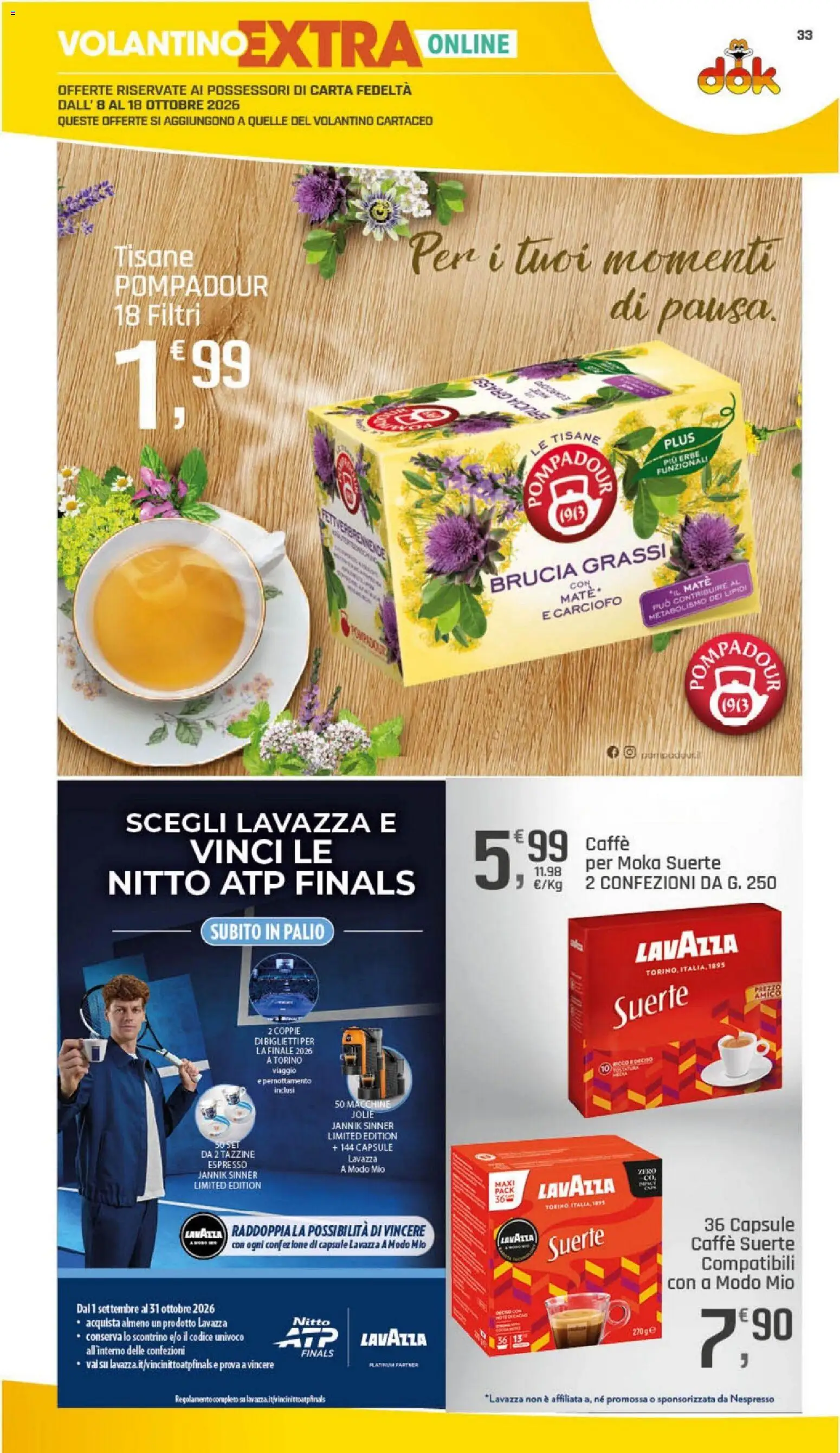 Volantino DOK del 06/10/2026 | Pagina: 33 | Prodotti: Caffè, Erbe, Lavazza