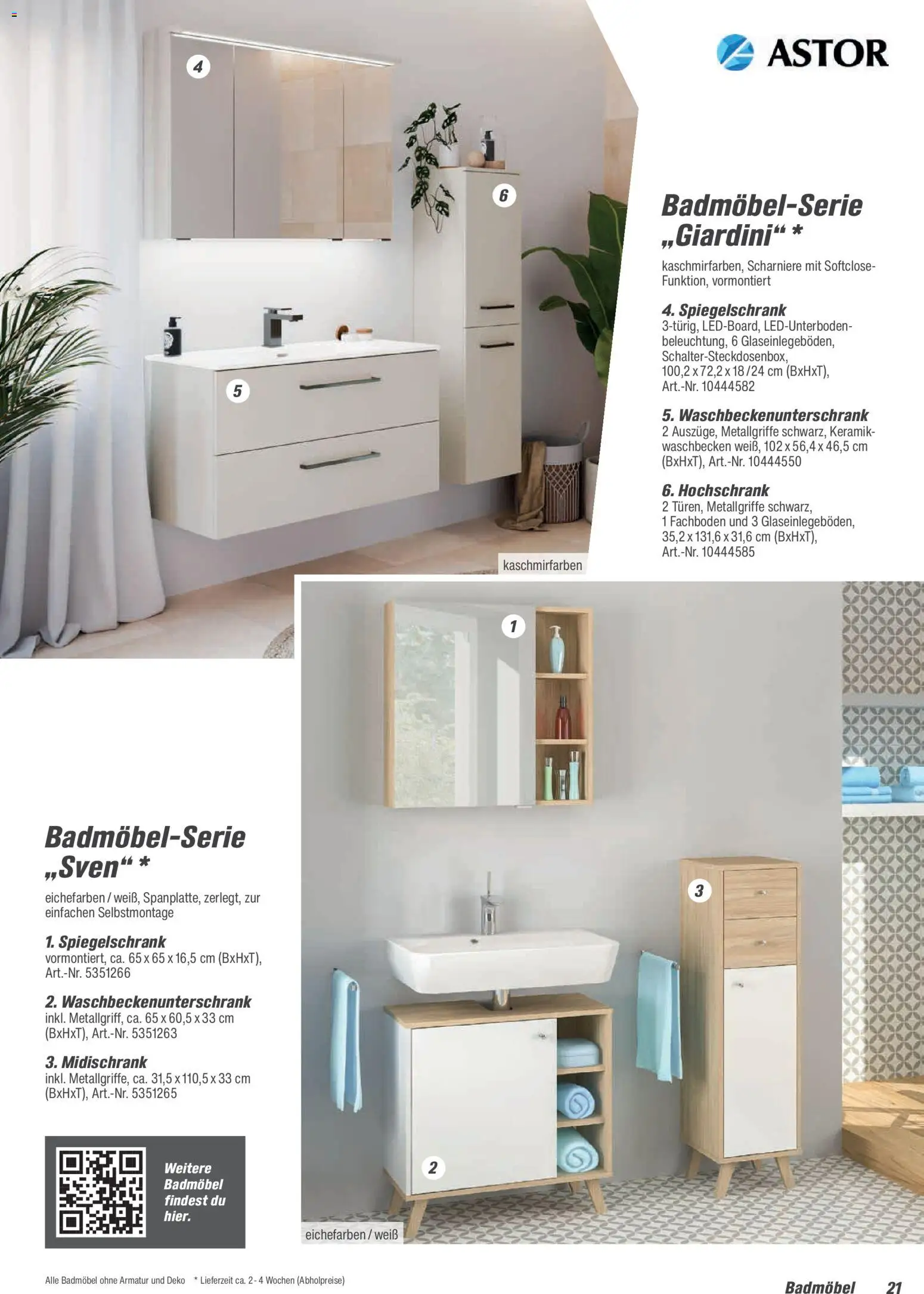 Toom Baumarkt Bad, Sanitär & Zubehör 2026 – gültig ab 01.01.2026 | Seite: 21 | Produkte: Waschbecken, Armatur, Spiegelschrank, Hochschrank