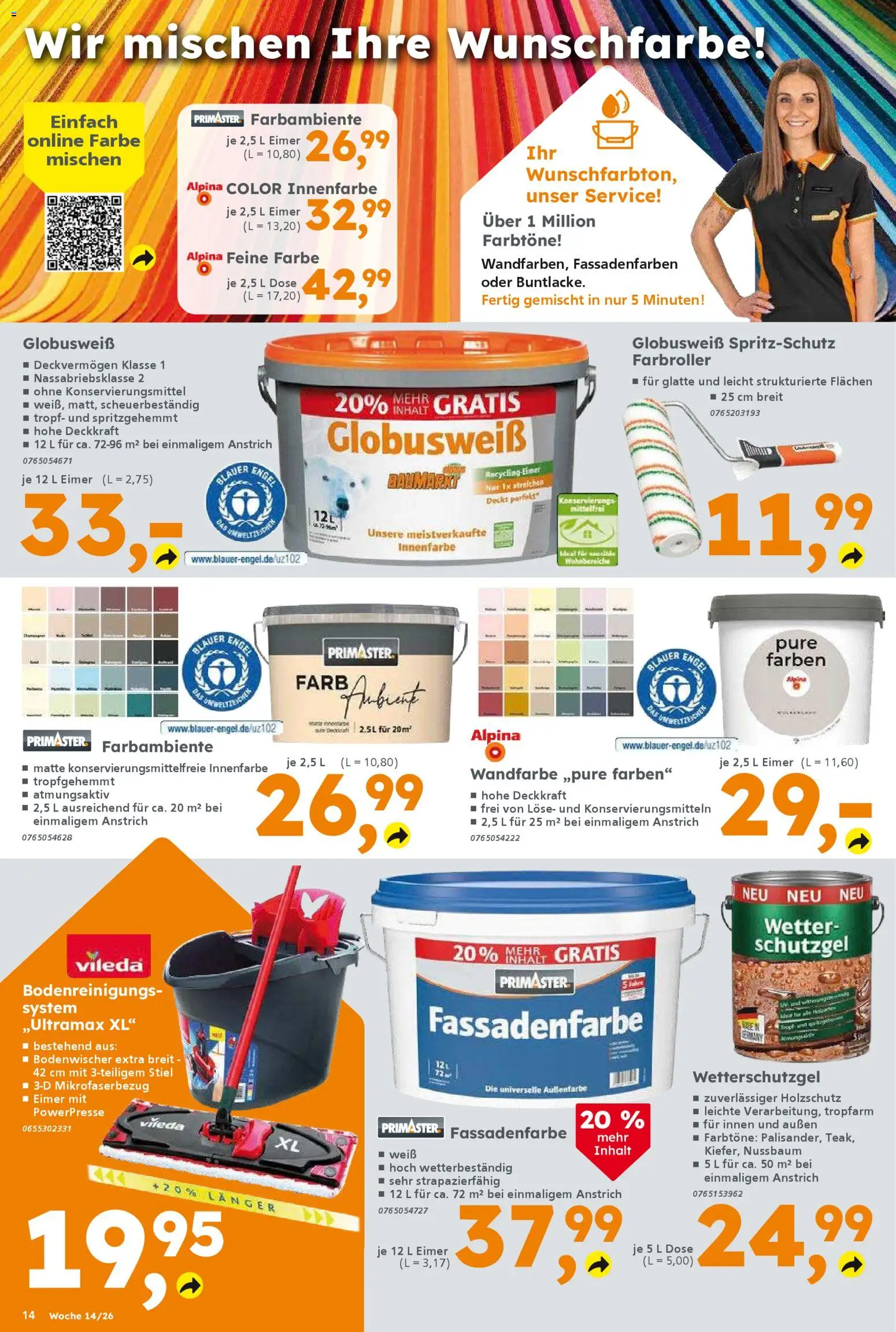 Globus Baumarkt Prospekt 	 – gültig ab 30.03.2026 | Seite: 14 | Produkte: Wandfarbe