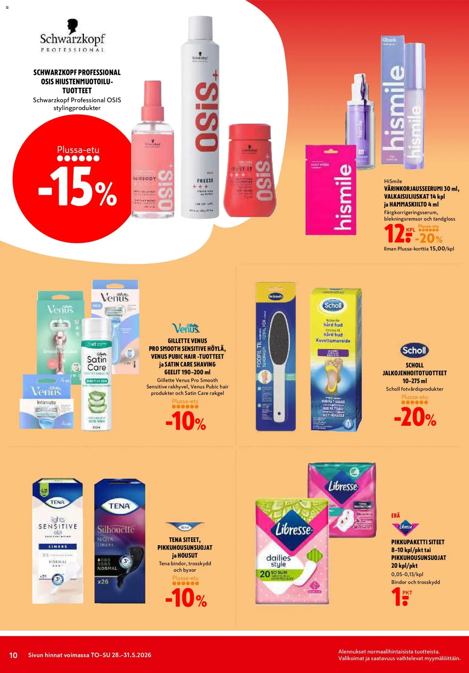 K-Citymarket tarjoukset – voimassa 28.05.2026 alkaen | Sivu: 10 | Tuotteet: Siteet, Housut
