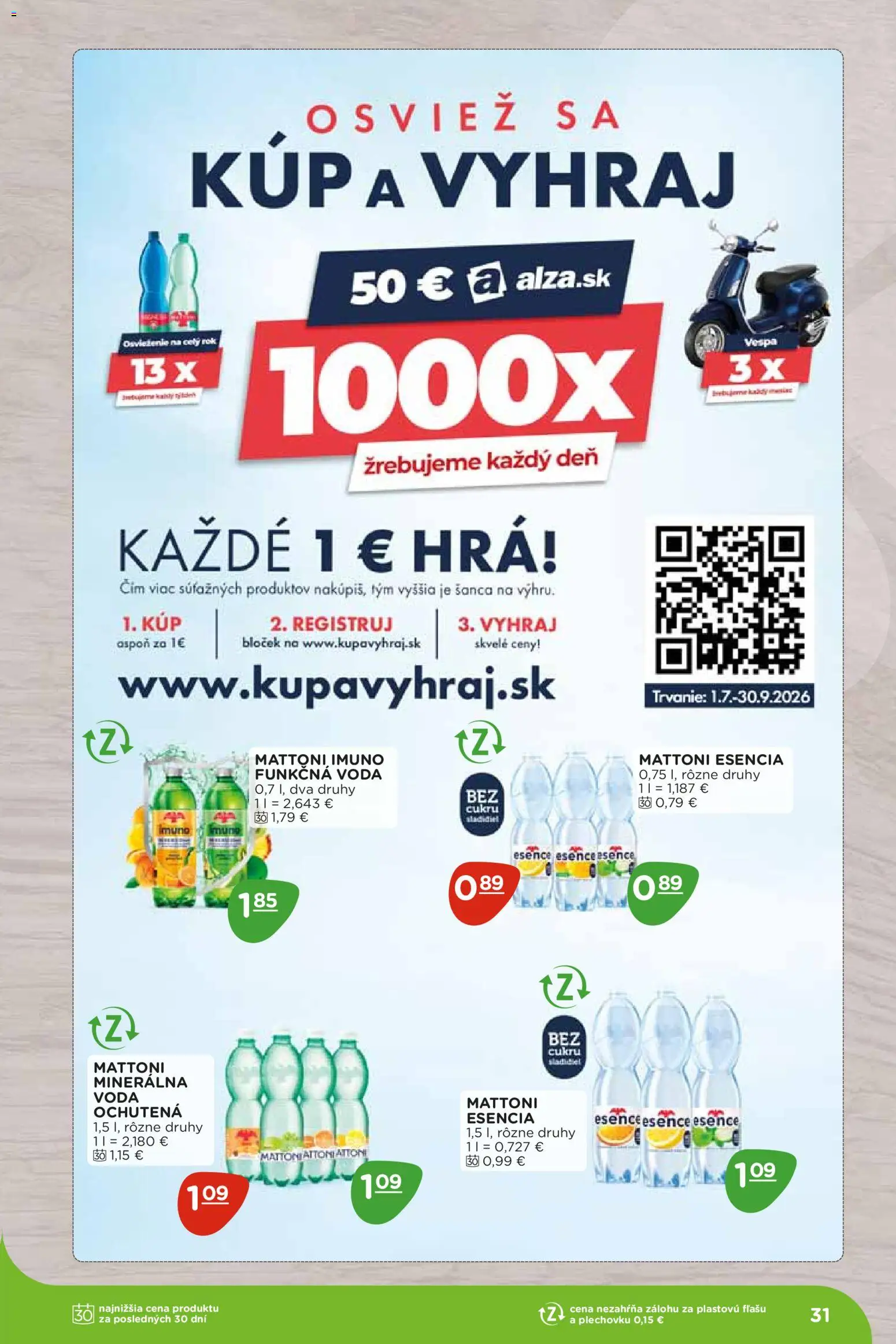 Nové Terno akcie – leták je platný od 07.09.2026 | Strana: 31 | Produkty: Hra, Mattoni, Voda, Minerálna voda