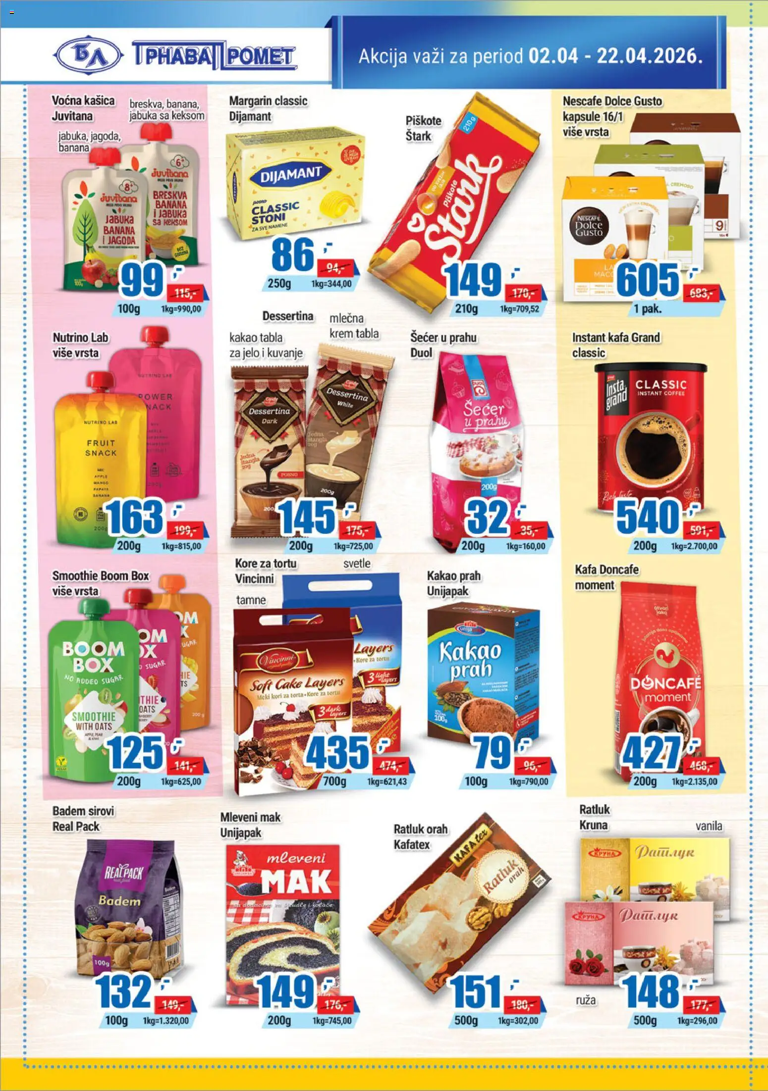 Trnava Promet katalog - važi od 02.04.2026 | Strana: 12 | Proizvode: Jagoda, Doncafe, Breskva, Nescafé
