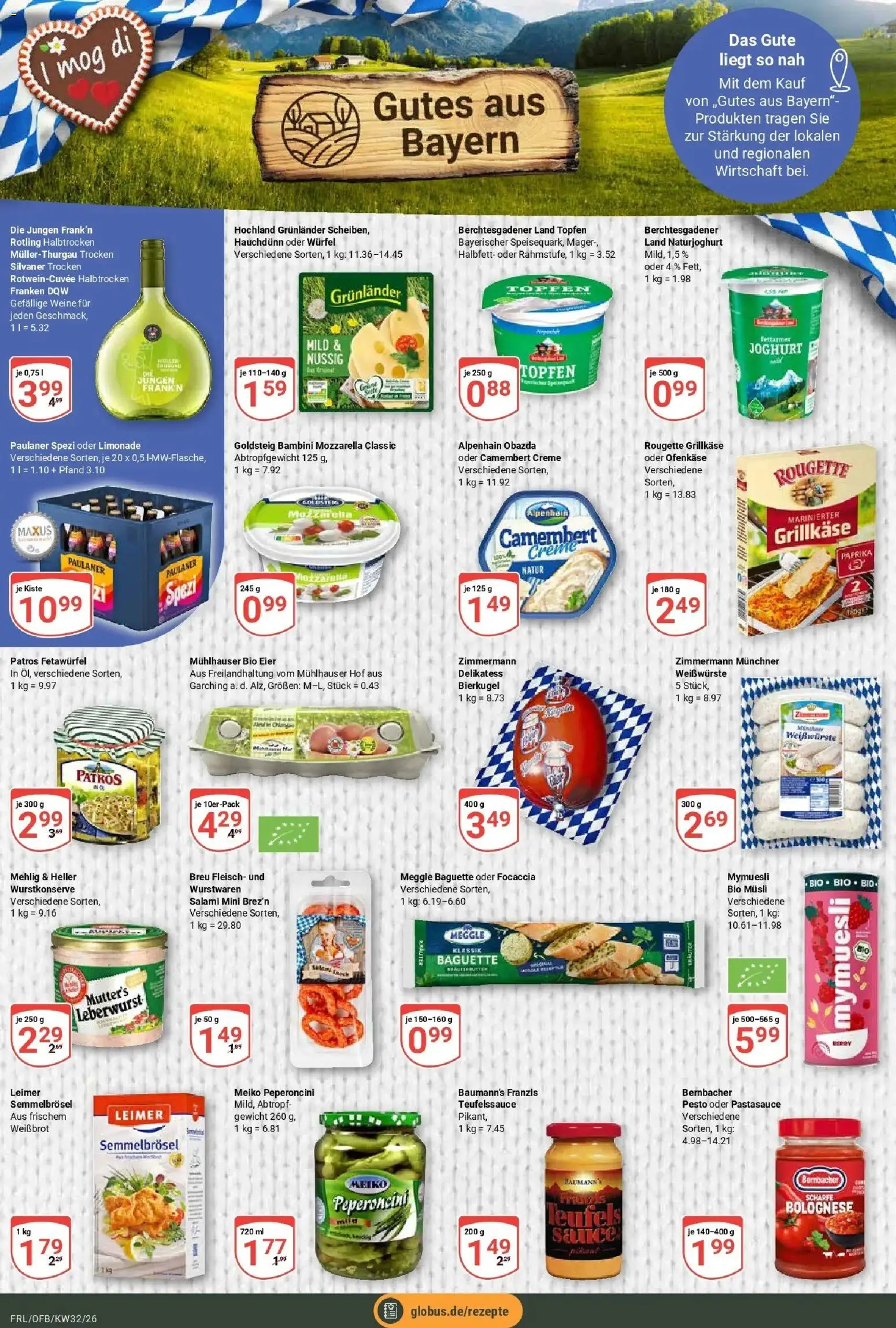 Globus Prospekt Freilassing (ab 03.08.2026) » Angebote online | Seite: 10 | Produkte: Baguette, Patros, Camembert, Paprika