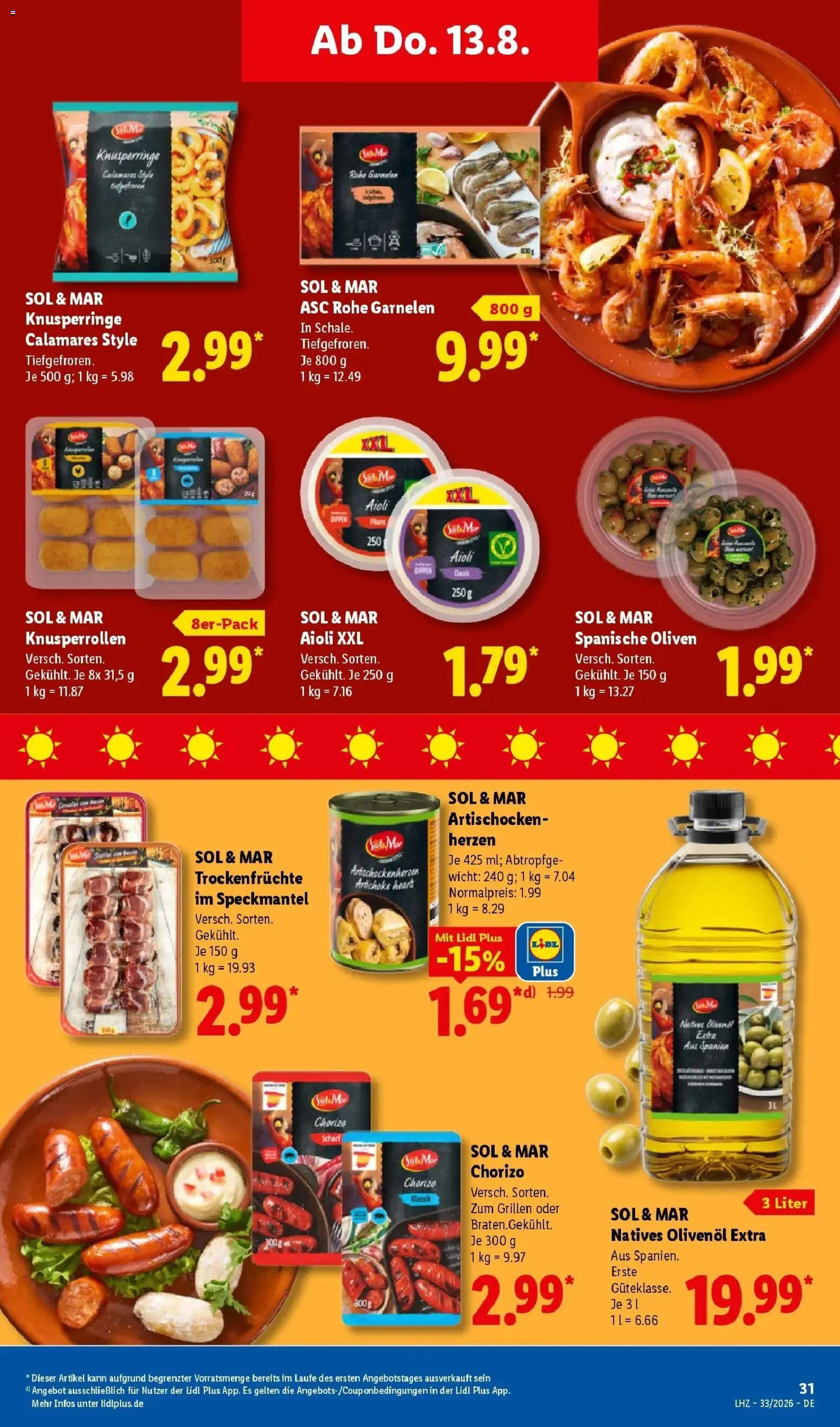 Lidl Prospekt Malchow (ab 10.08.2026) zum Blättern » Angebote | Seite: 55 | Produkte: Olivenol, Garnelen, Trockenfrüchte