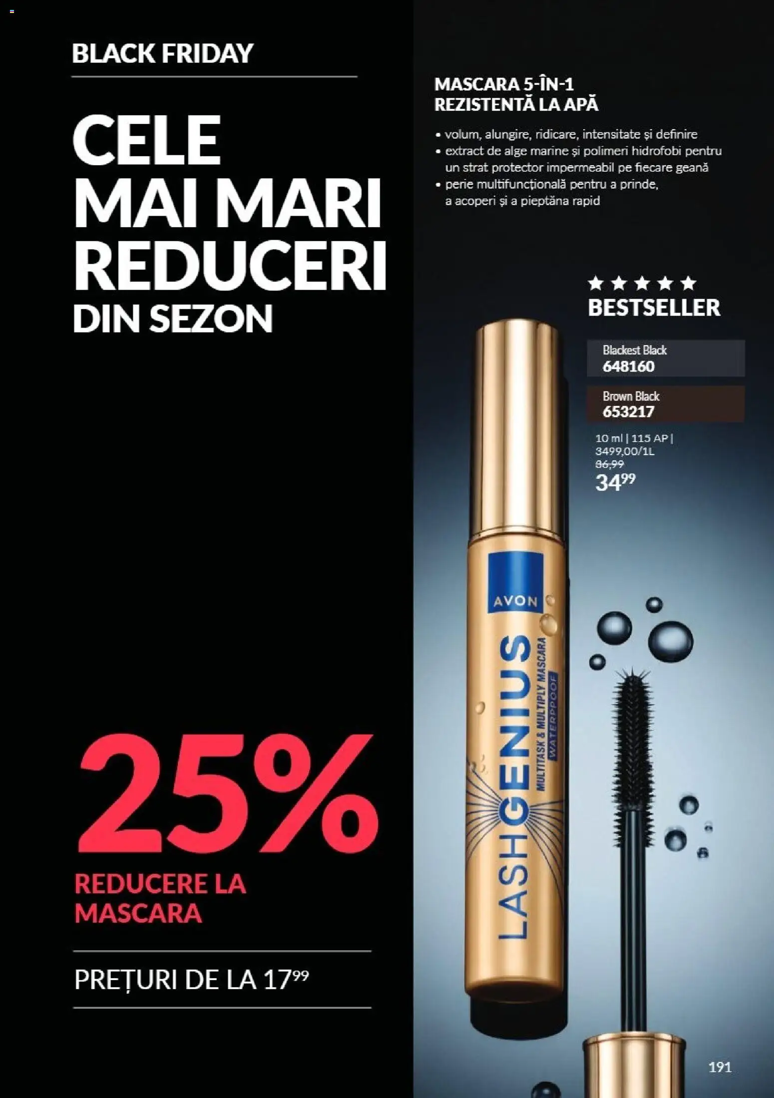 Noul catalog Avon – valabil de la 01.11.2026 | Pagină: 191 | Produse: Perie, Mascara, Apă, Black
