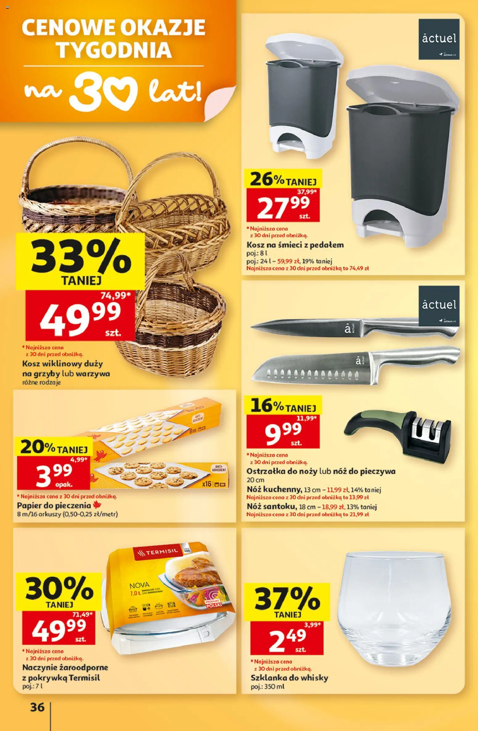 Auchan gazetka - 30 Lat Hipermarket od 03.09.2026 | Strona: 36 | Produkty: Szklanka, Grzyby, Naczynie żaroodporne, Whisky