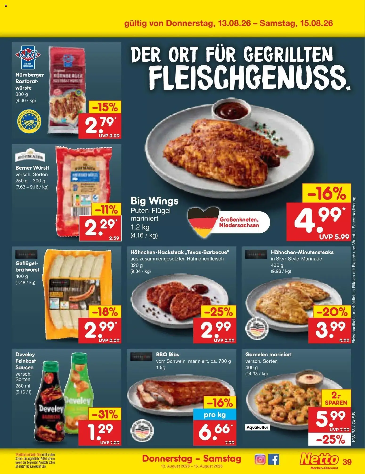 Netto Marken-Discount Prospekt – gültig ab 10.08.2026 | Seite: 55 | Produkte: Würstl, Bratwurst, Garnelen, Fleisch