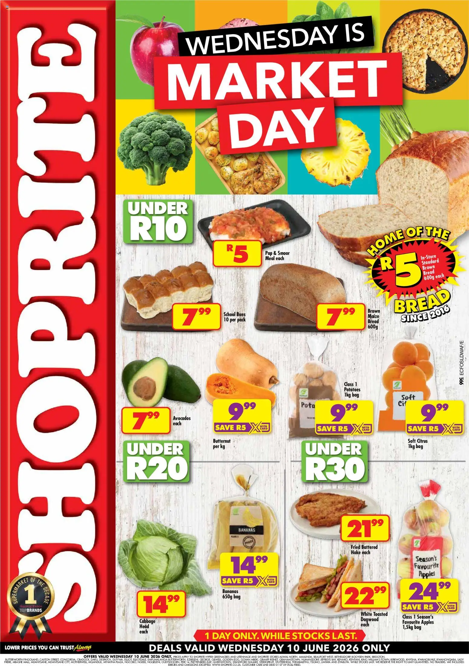 New Shoprite catalogue – valid from 10.06.2026 | Page: 1 | Products: Bag, Buns, Bananas, Potatoes