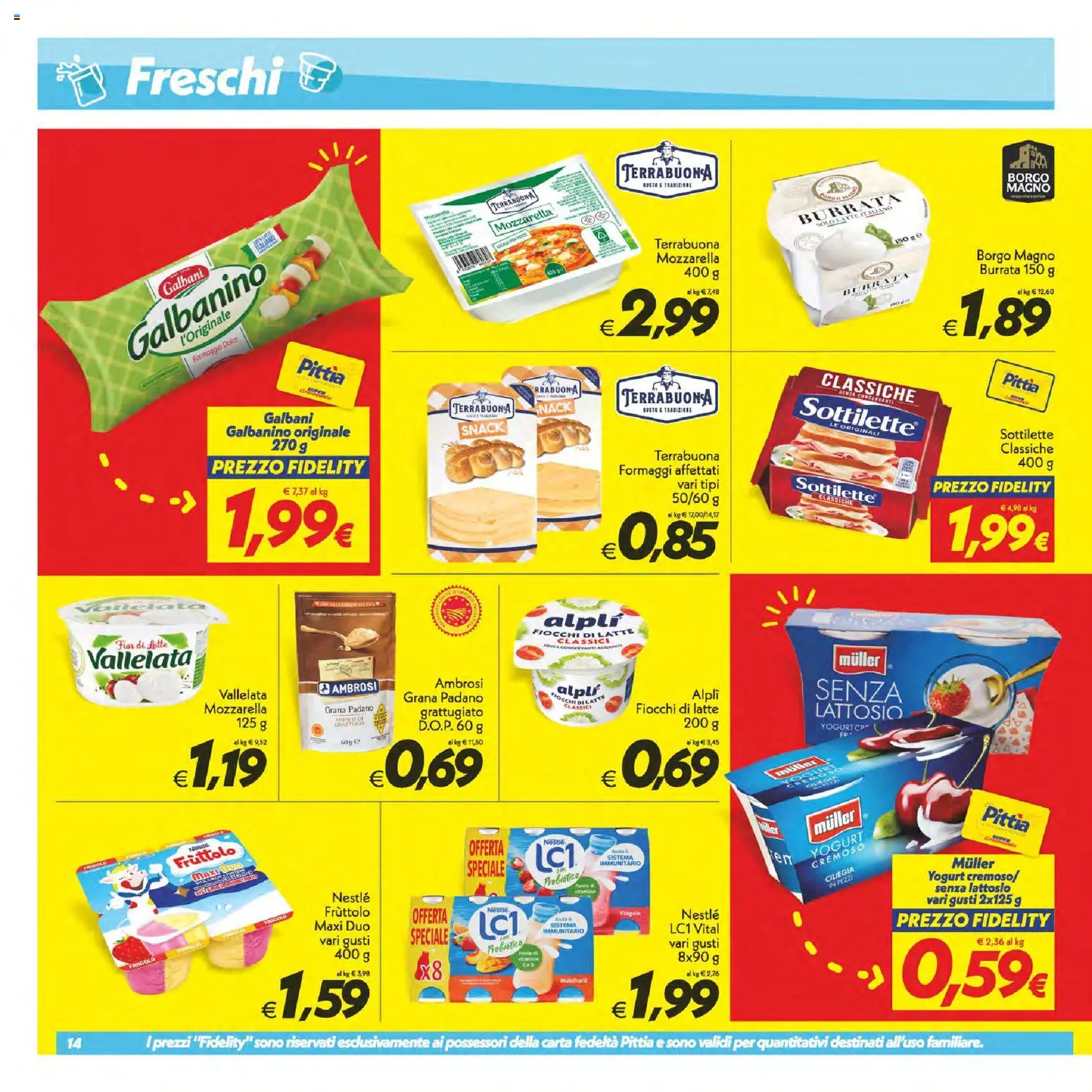 Volantino SuperConveniente del 30/06/2026 | Pagina: 14 | Prodotti: Yogurt, Fiocchi, Mozzarella, Burrata