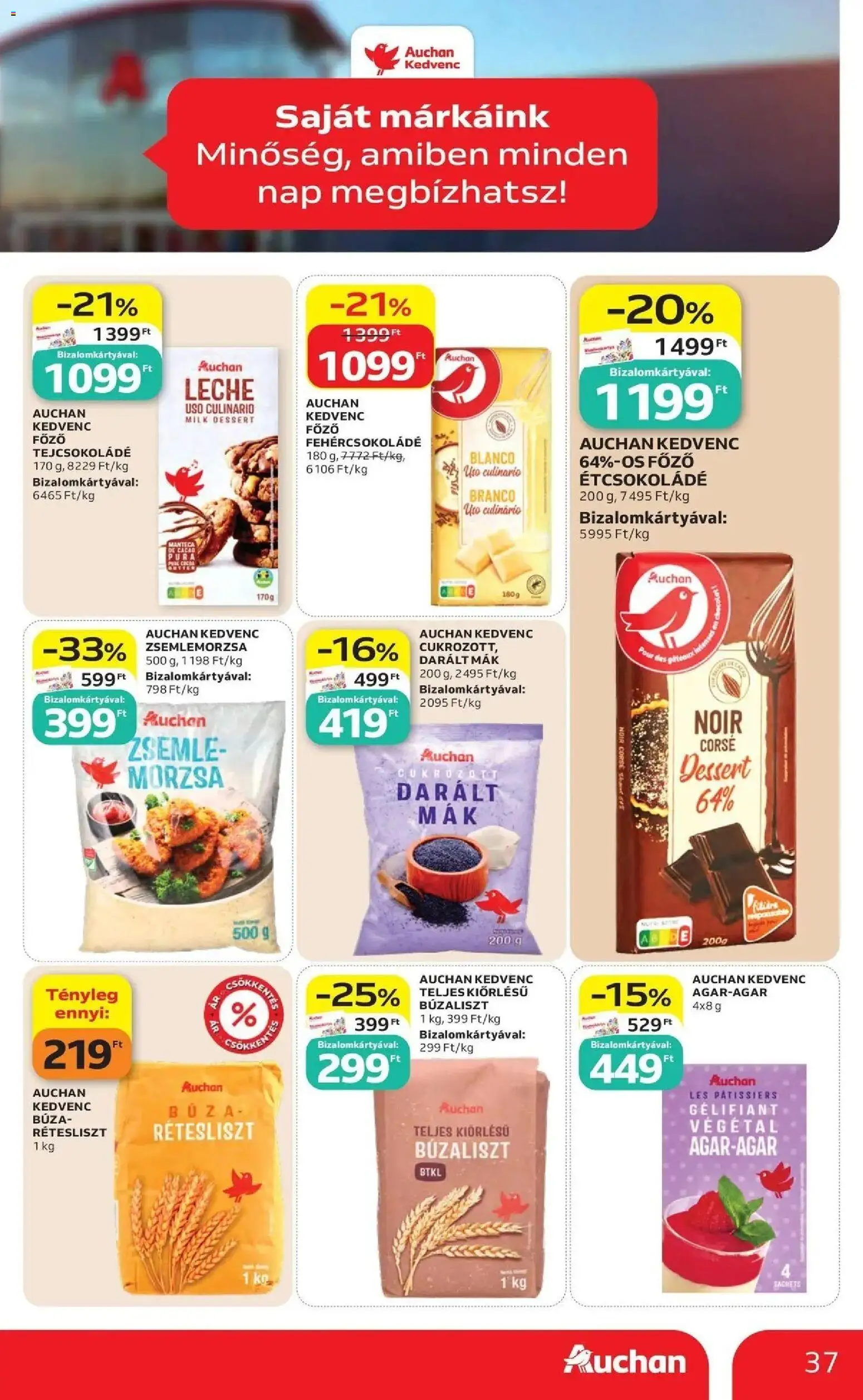Auchan akciós ujság - amely érvényes a következő dátumtól: 07.05.2026 | Oldal: 37 | Termékek: Zsemlemorzsa, Étcsokoládé, Tejcsokoládé, Mák