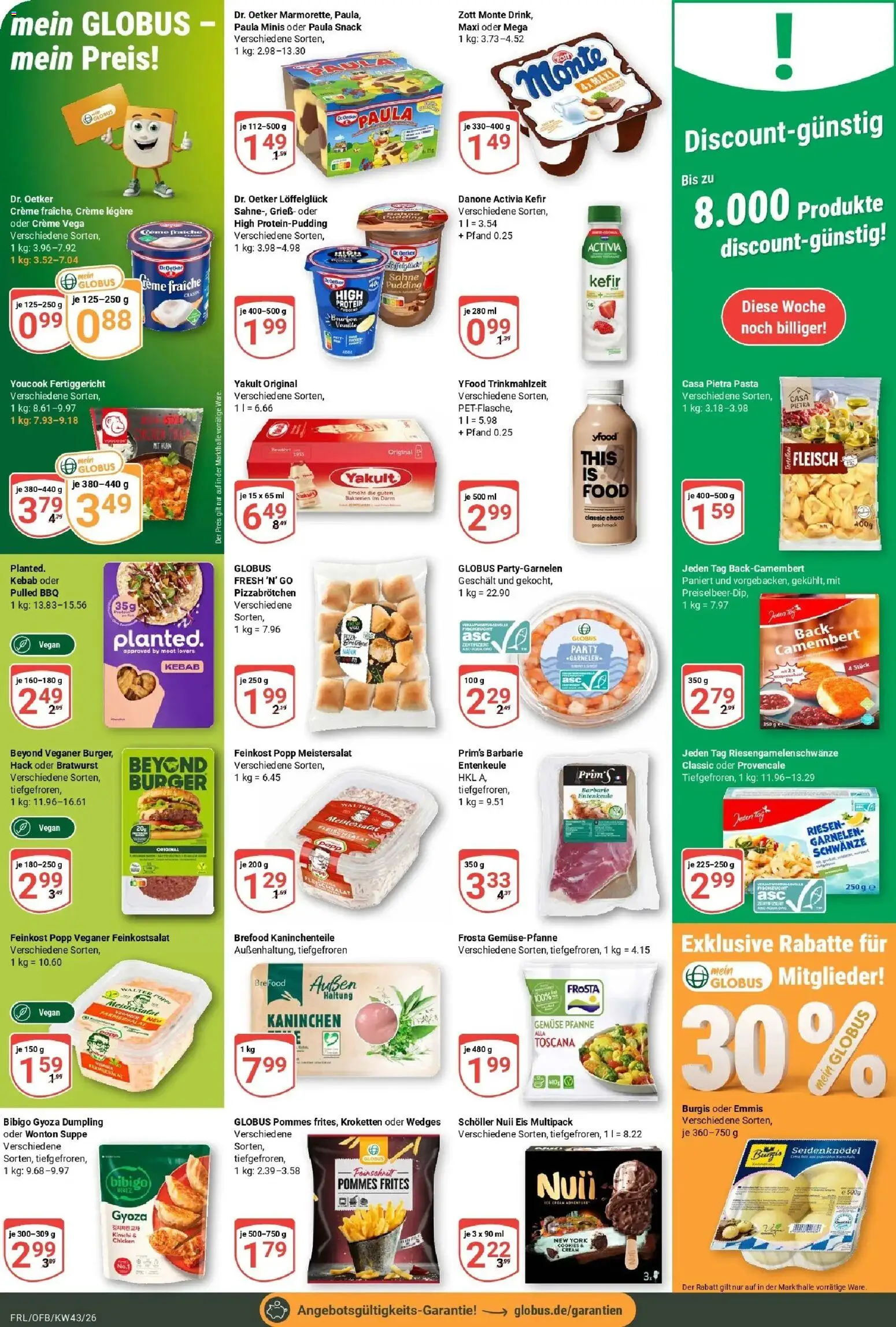 Globus Prospekt Freilassing (ab 19.10.2026) » Angebote online | Seite: 9 | Produkte: Grieß, Pommes frites, Frosta, Eis
