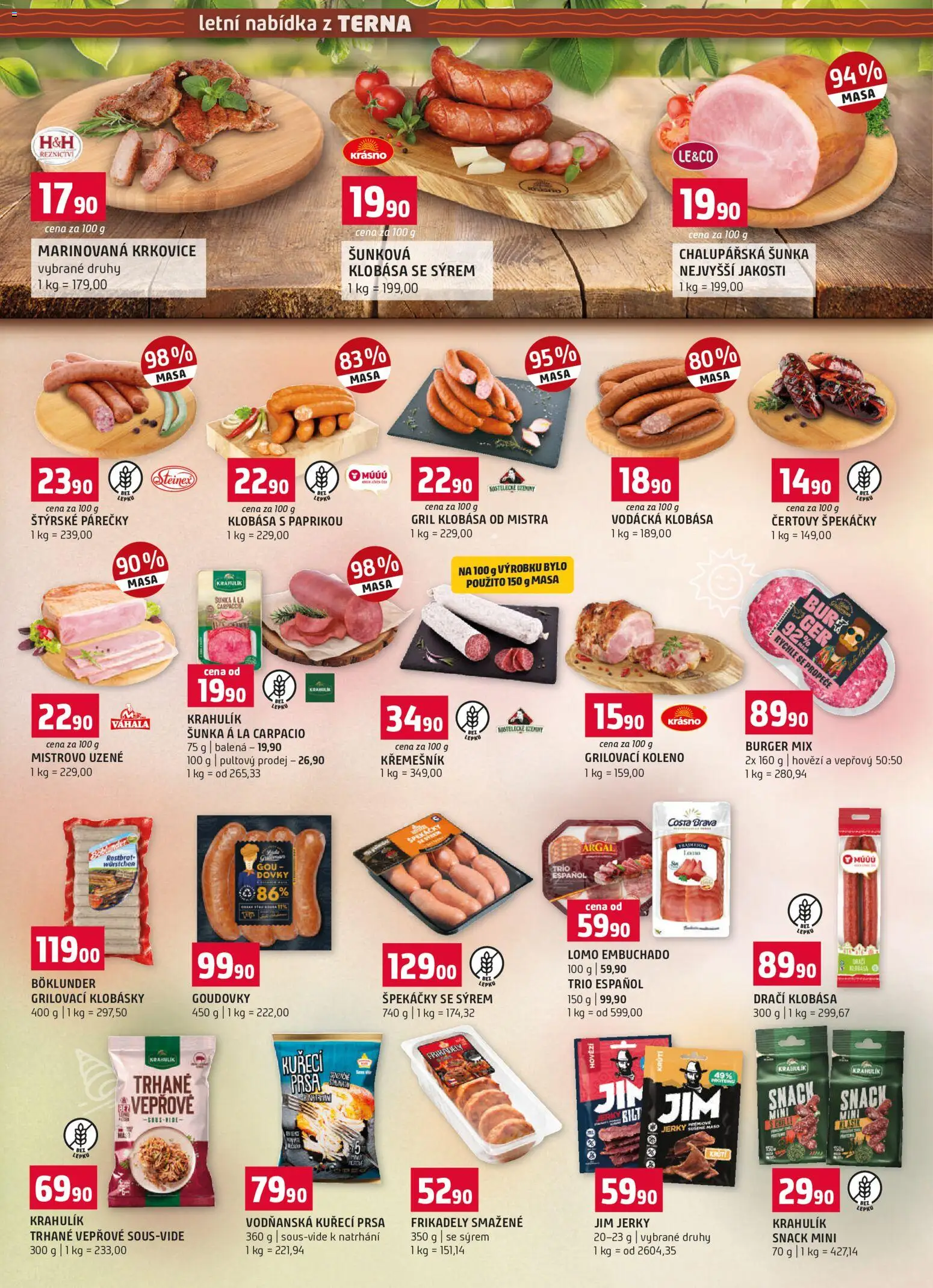 Terno leták - Letní speciál od 30.06.2026 | Strana: 2 | Produkty: Burger, Hovězí, Uzeniny, Maso