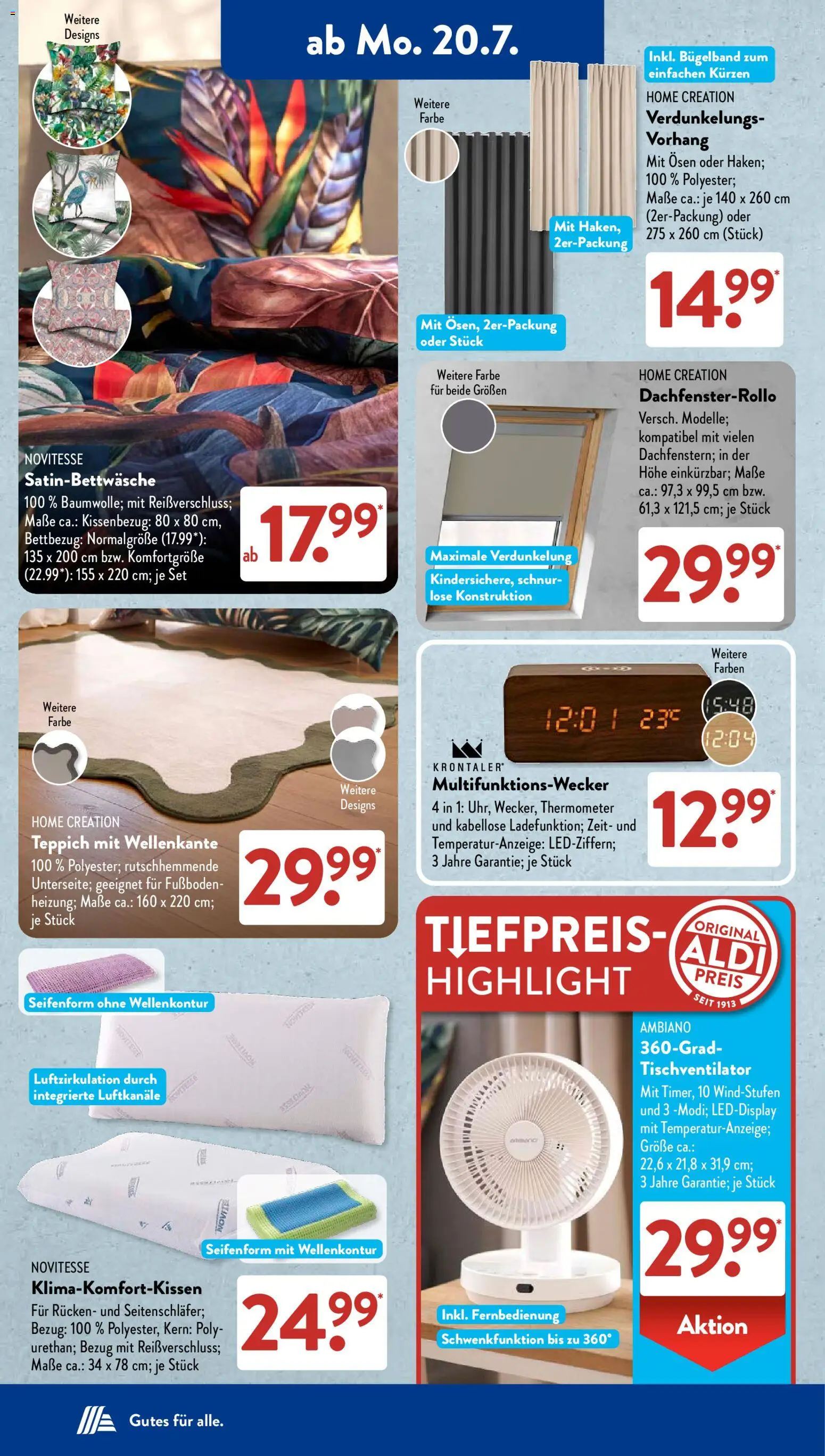 Aldi Süd Prospekt – gültig ab 20.07.2026 | Seite: 3 | Produkte: Thermometer, Teppich, Vorhang, Home creation