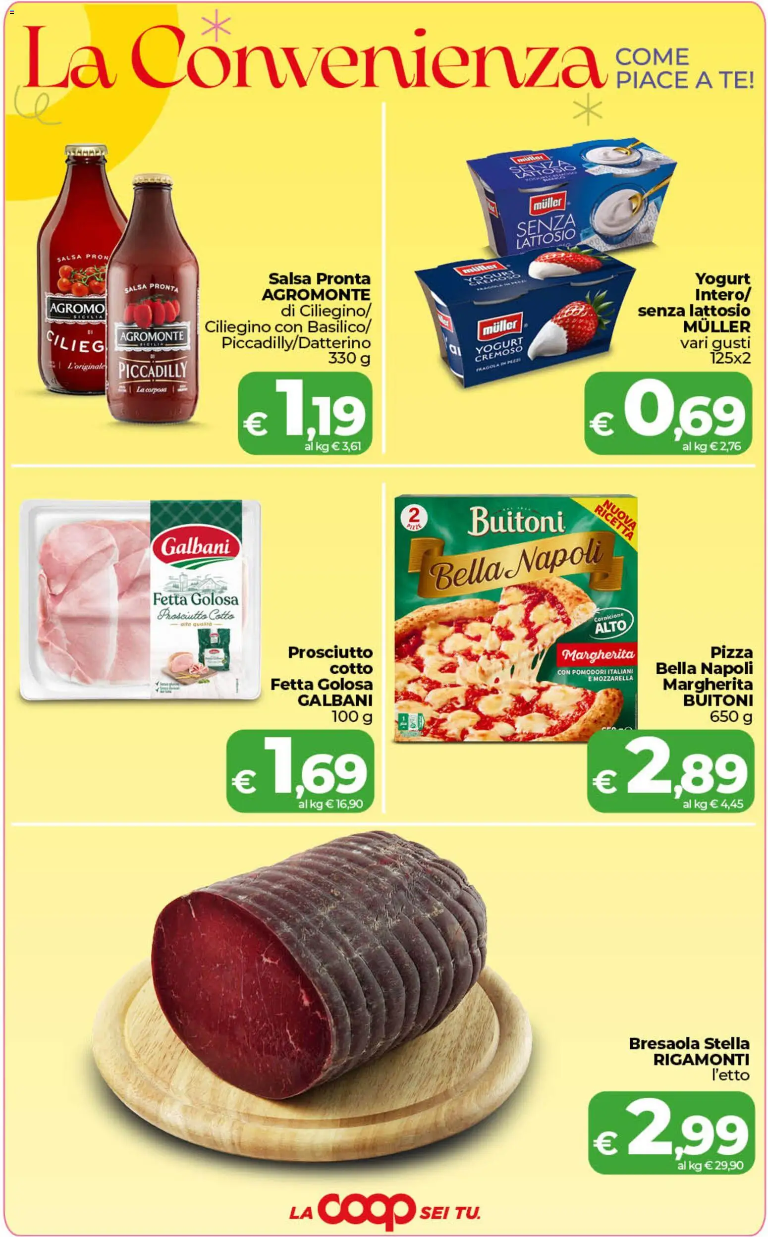 Volantino COOP del 09.06.2026 | Pagina: 3 | Prodotti: Prosciutto Cotto, Salsa, Mozzarella, Pomodori