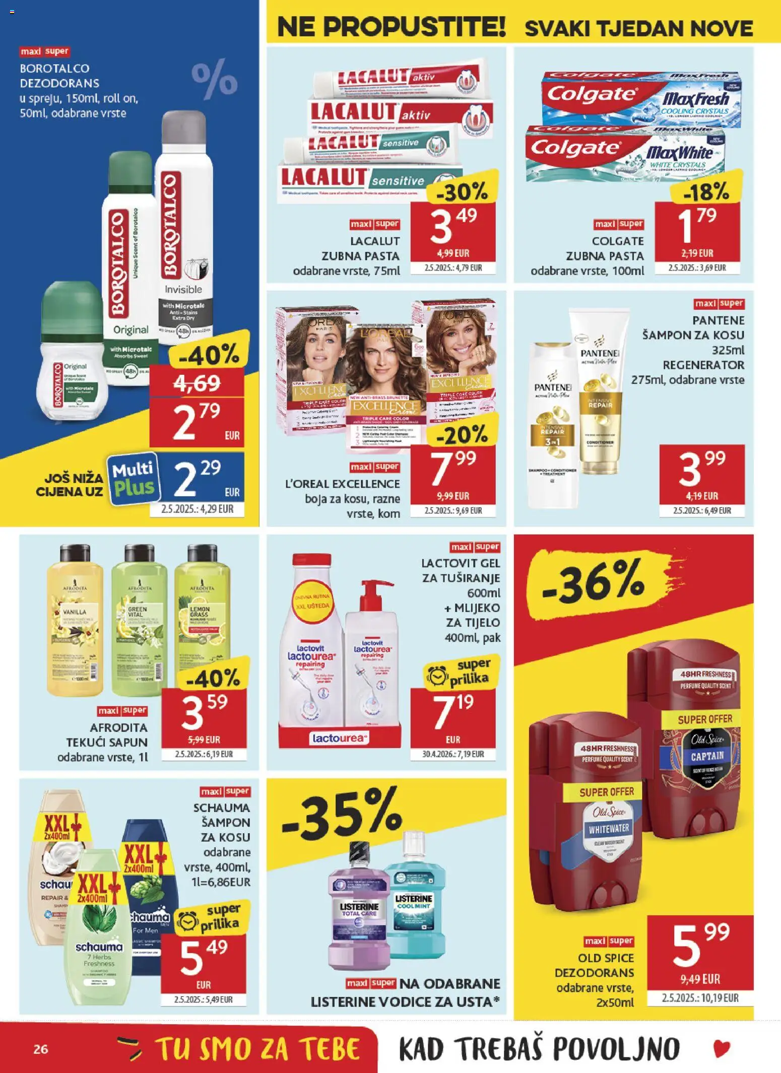 Konzum HR akciós ujság - amely érvényes a következő dátumtól: 2026.08.19. | Oldal: 26 | Termékek: Colgate, Old spice, Listerine, Lactovit