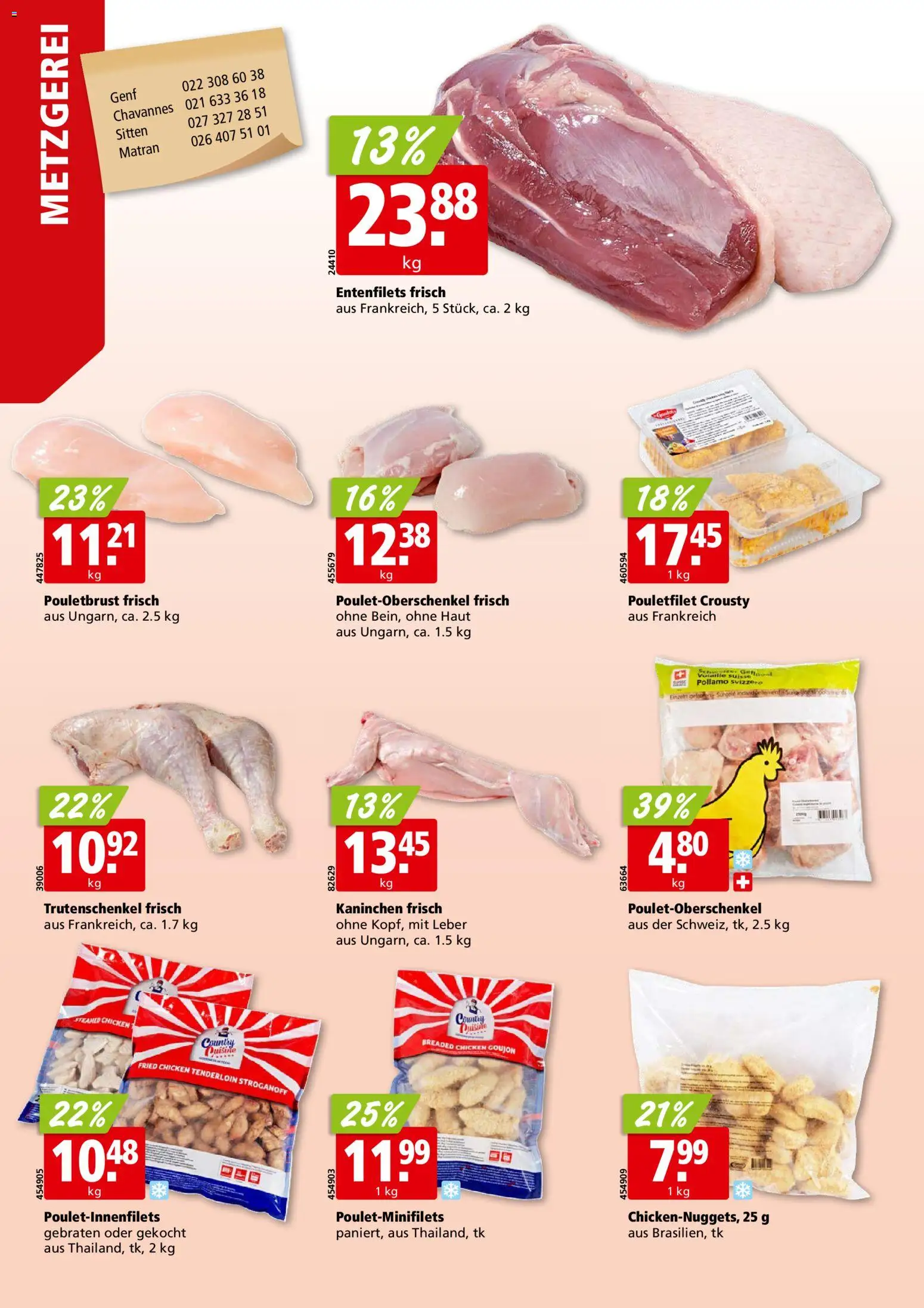 Aligro aktionen Chavannes, Matran, Genf, Sitten – gültig ab 12.10.2026 | Seite: 6 | Produkte: Kaninchen, Pouletbrust