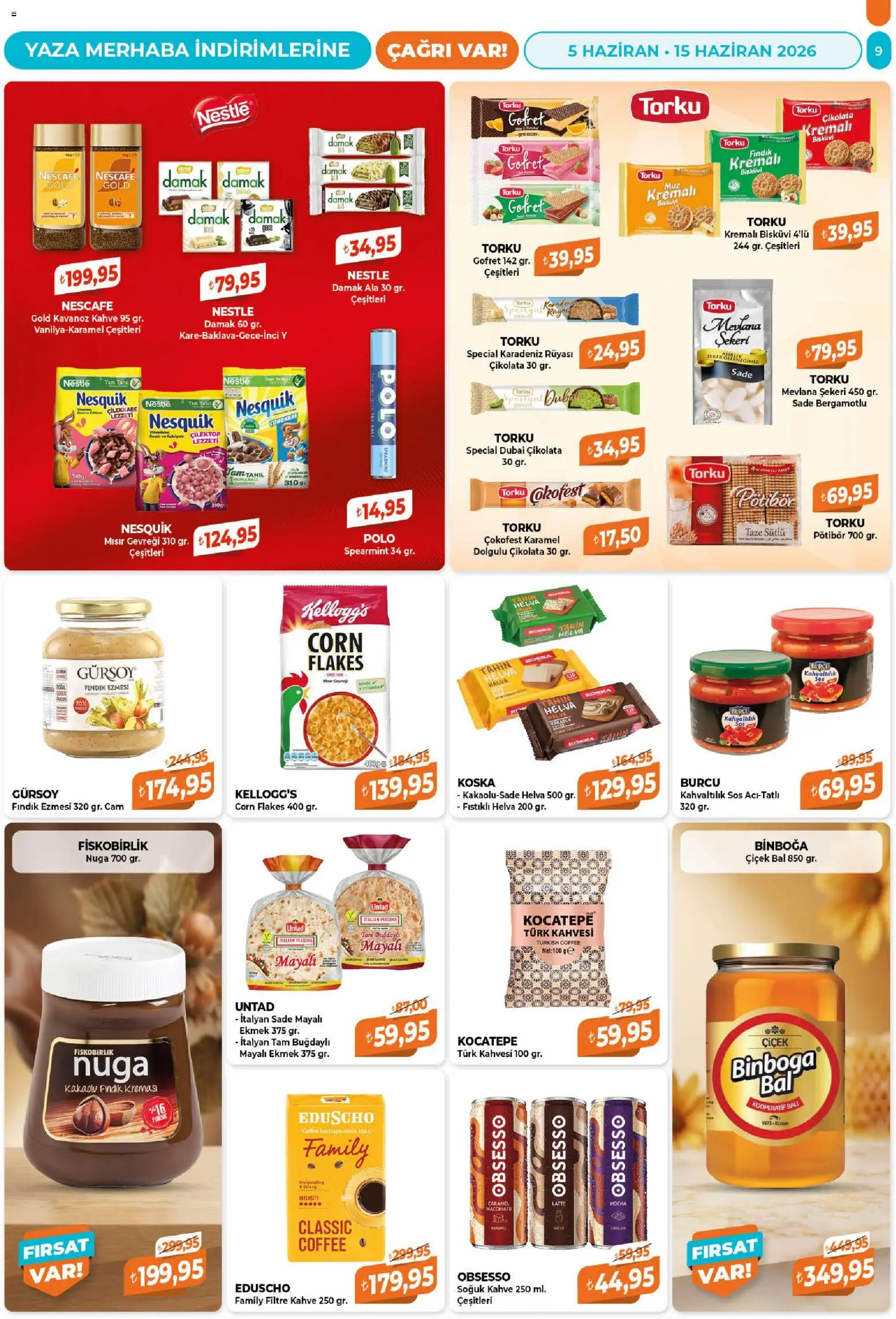 Çağrı Market Katalog - 05.06.2026 tarihinden itibaren geçerlidir | Sayfa: 9 | Ürünler: Gofret, Sos, Tahıl, Mısır