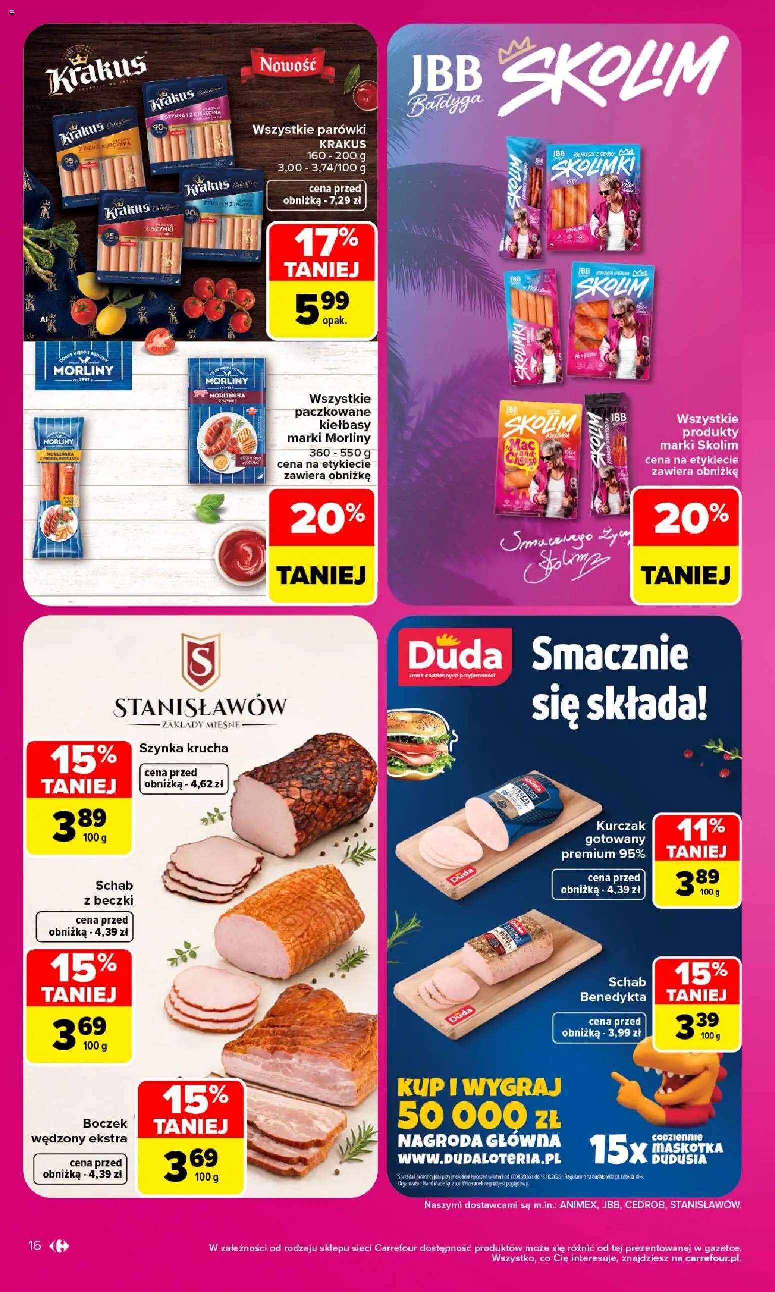 Carrefour gazetka od 28.09.2026 | Strona: 16 | Produkty: Schab, Piersi, Szynka, Cielęcina