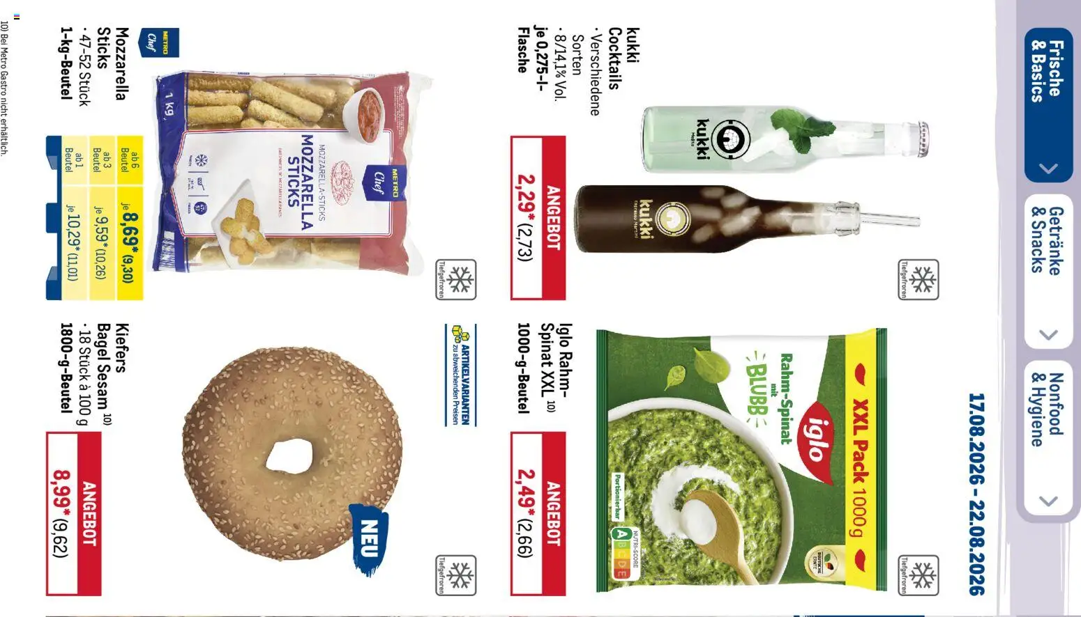Metro NonFood-Angebote – gültig ab 17.08.2026 | Seite: 48 | Produkte: Martini, Mozzarella, Iglo