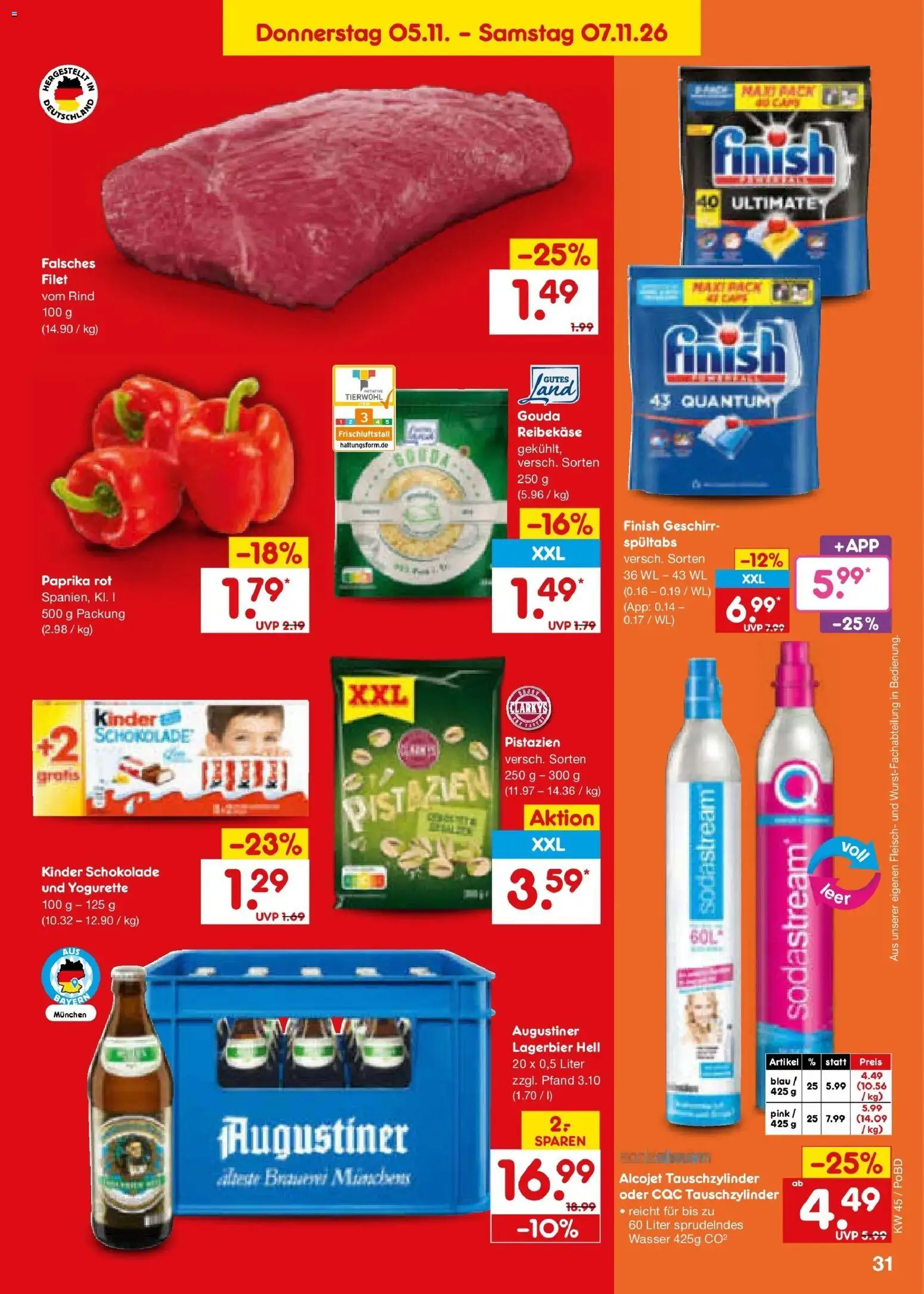 Netto Marken-Discount Prospekt Selb (ab 02.11.2026) » Angebote | Seite: 47 | Produkte: Yogurette, Paprika rot, Pistazien, Reibekase
