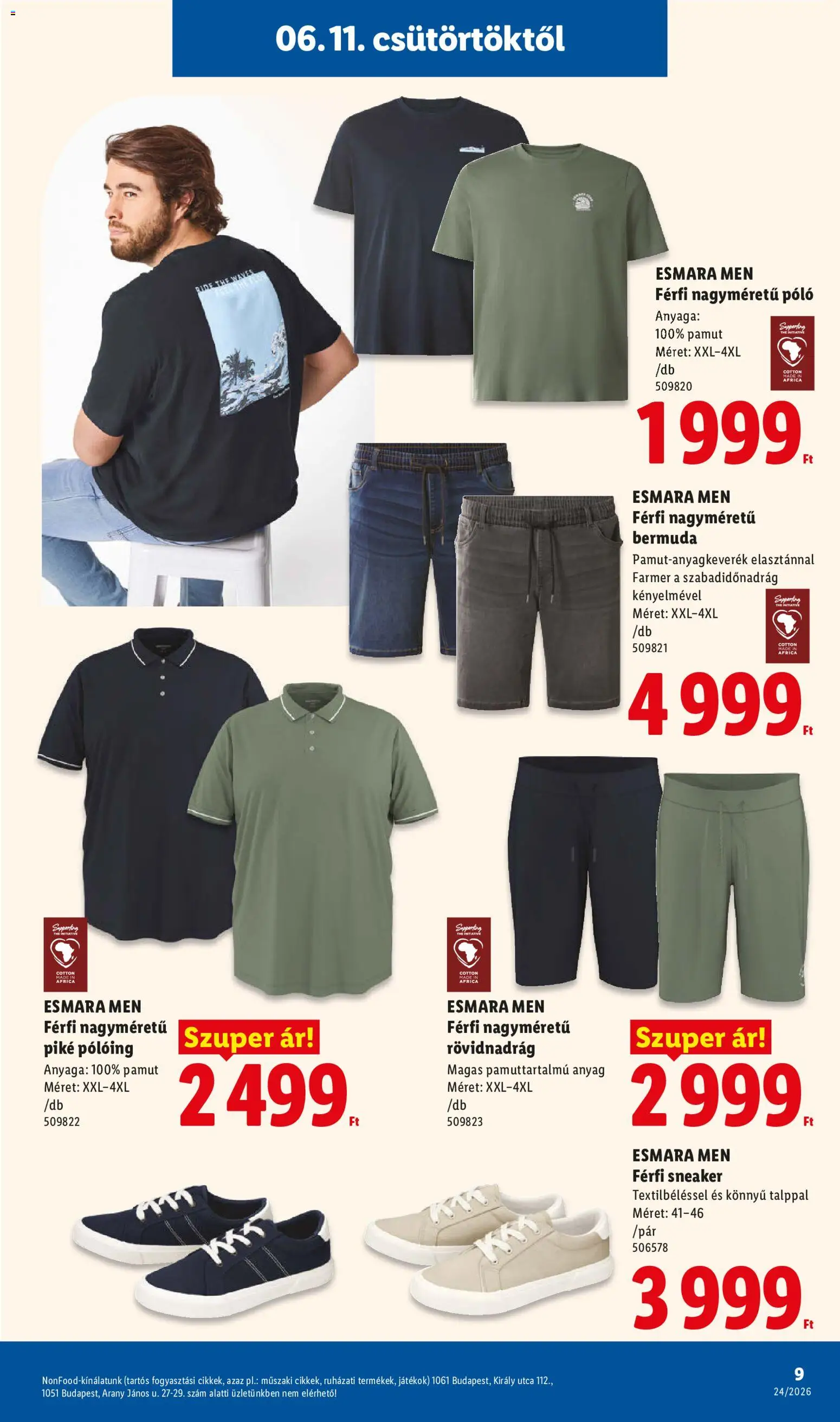 Lidl akciós ujság - amely érvényes a következő dátumtól: 11.06.2026 | Oldal: 9 | Termékek: Farmer, Pólóing, Játékok, Rövidnadrág