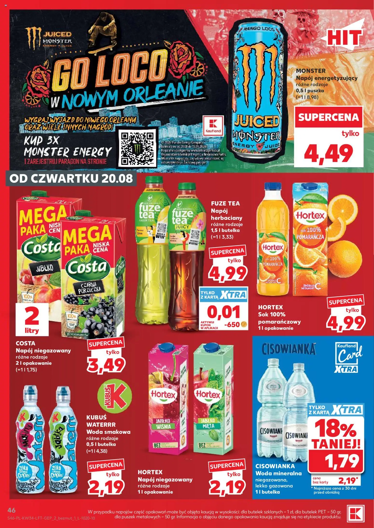 Kaufland gazetka od 20.08.2026 | Strona: 46 | Produkty: Karta, Cisowianka, Woda smakowa, Porzeczka