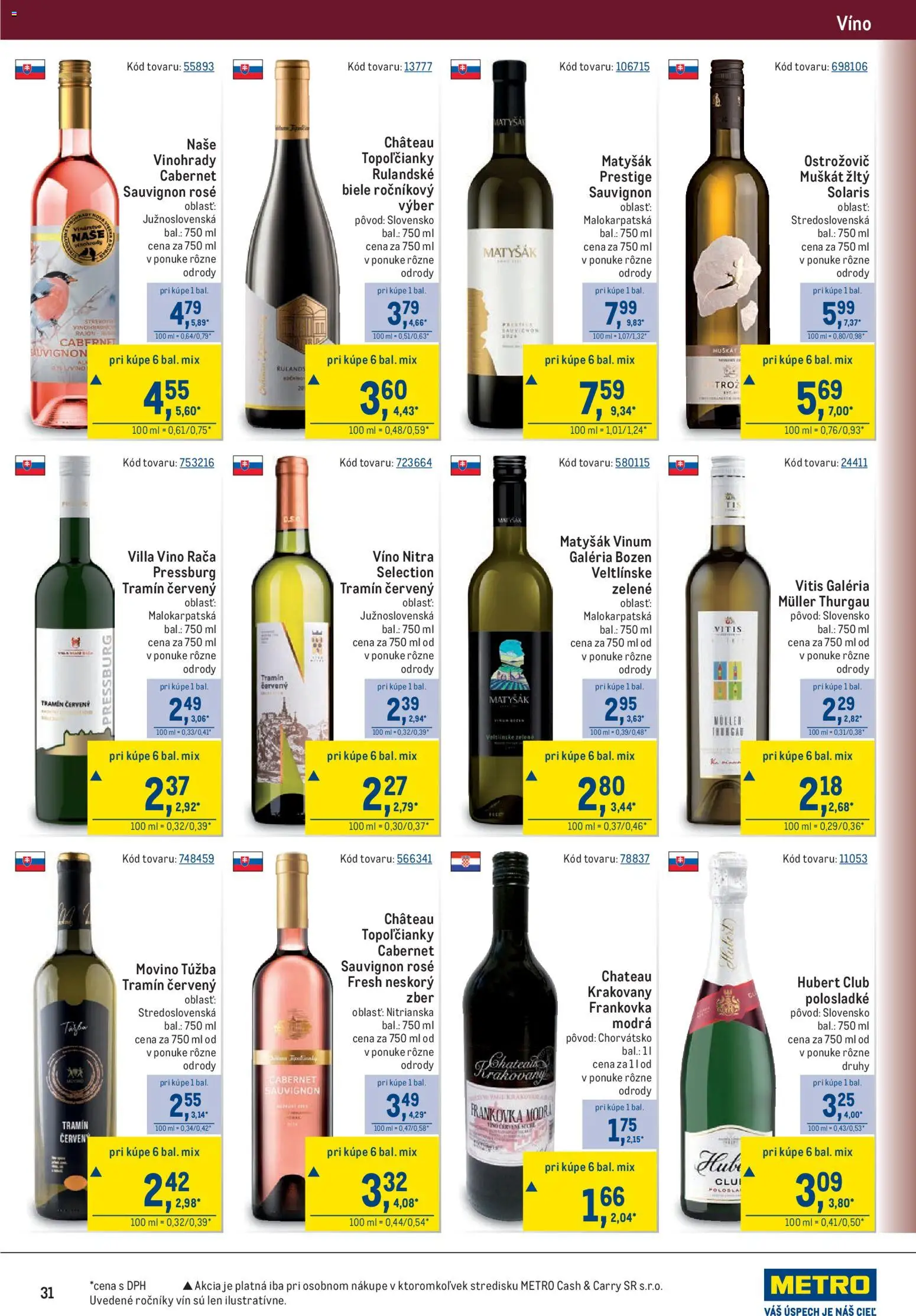 Nové Metro akcie – leták je platný od 15.07.2026 | Strana: 31 | Produkty: Víno