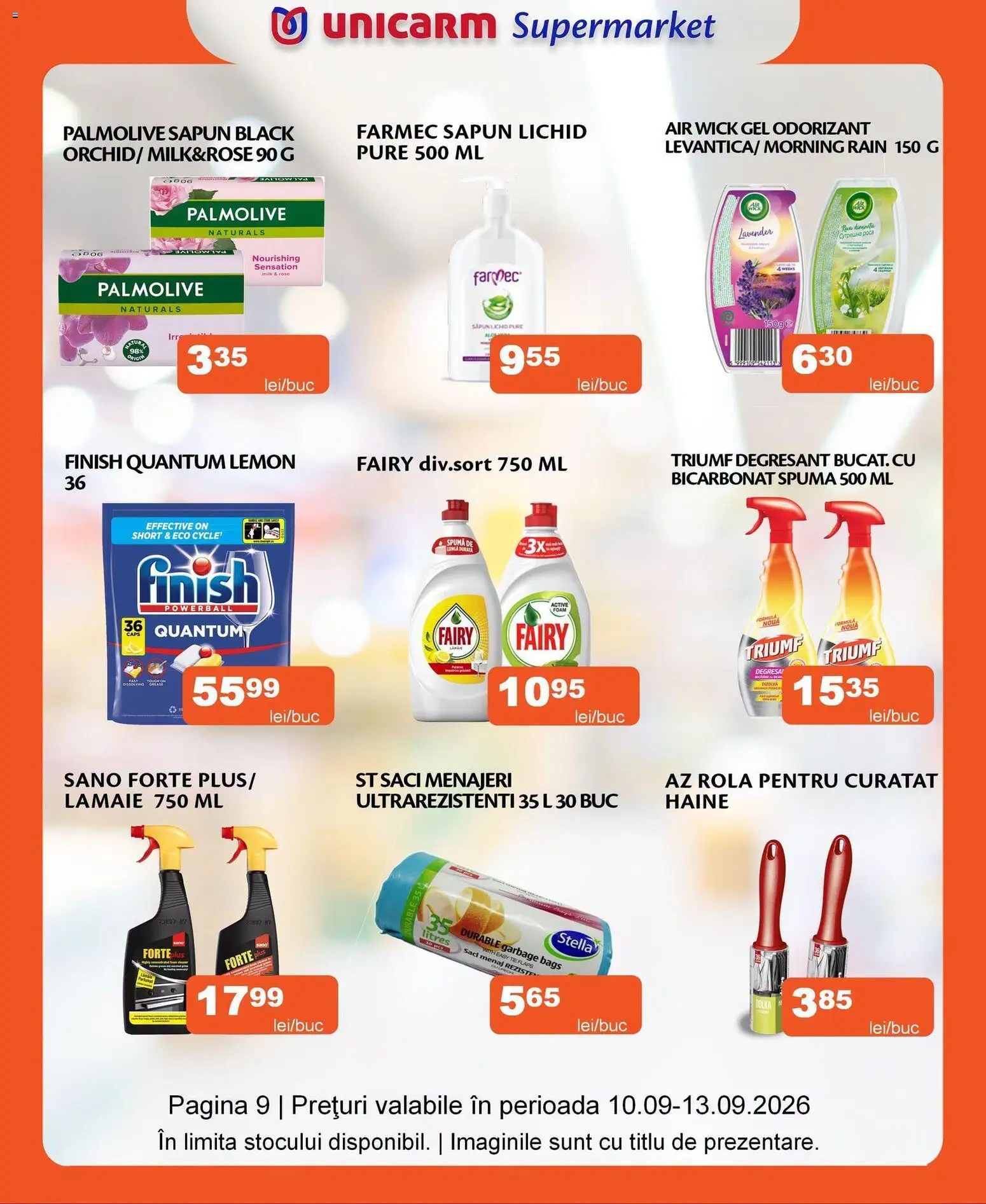 Noul catalog Unicarm – valabil de la 10.09.2026 | Pagină: 9 | Produse: Săpun, Haine, Săpun lichid, Black