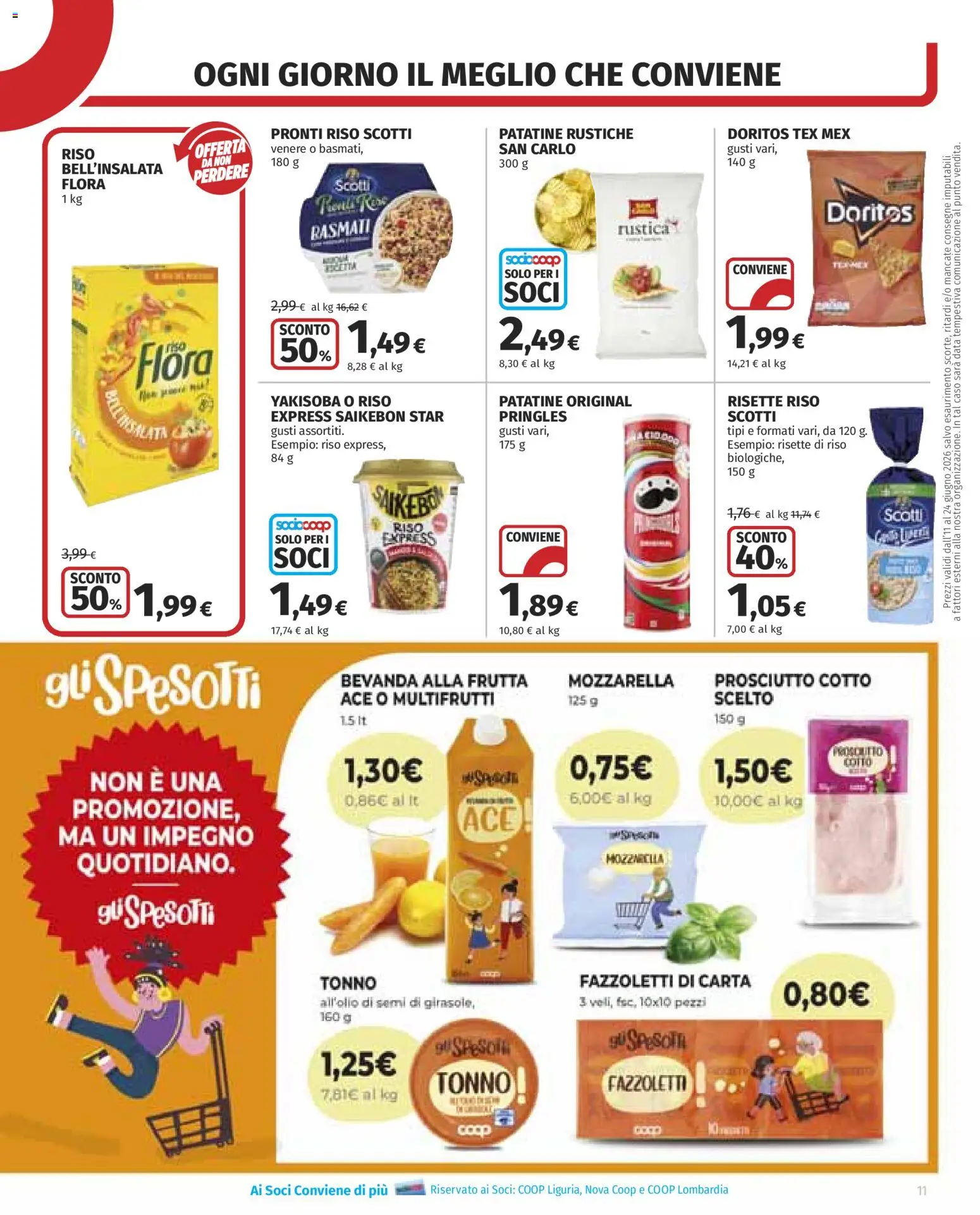Volantino COOP del 11.06.2026 | Pagina: 11 | Prodotti: Prosciutto Cotto, Fazzoletti di carta, Fazzoletti, Tonno