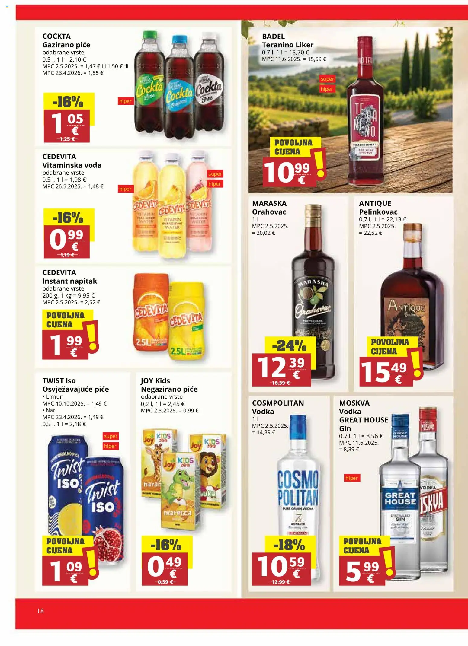 Ribola katalog | vrijedi od 19.08.2026 | Stranica: 18 | Proizvodi: Voda, Liker, Badel, Vodka