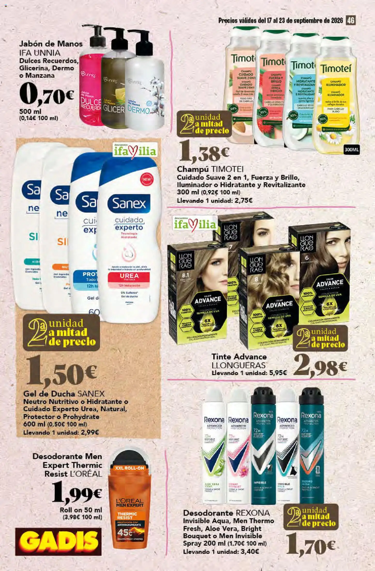 Gadis folleto │ válido desde el 17/09/2026 | Página: 46 | Productos: Tinte, Iluminador, Dulce, Ducha