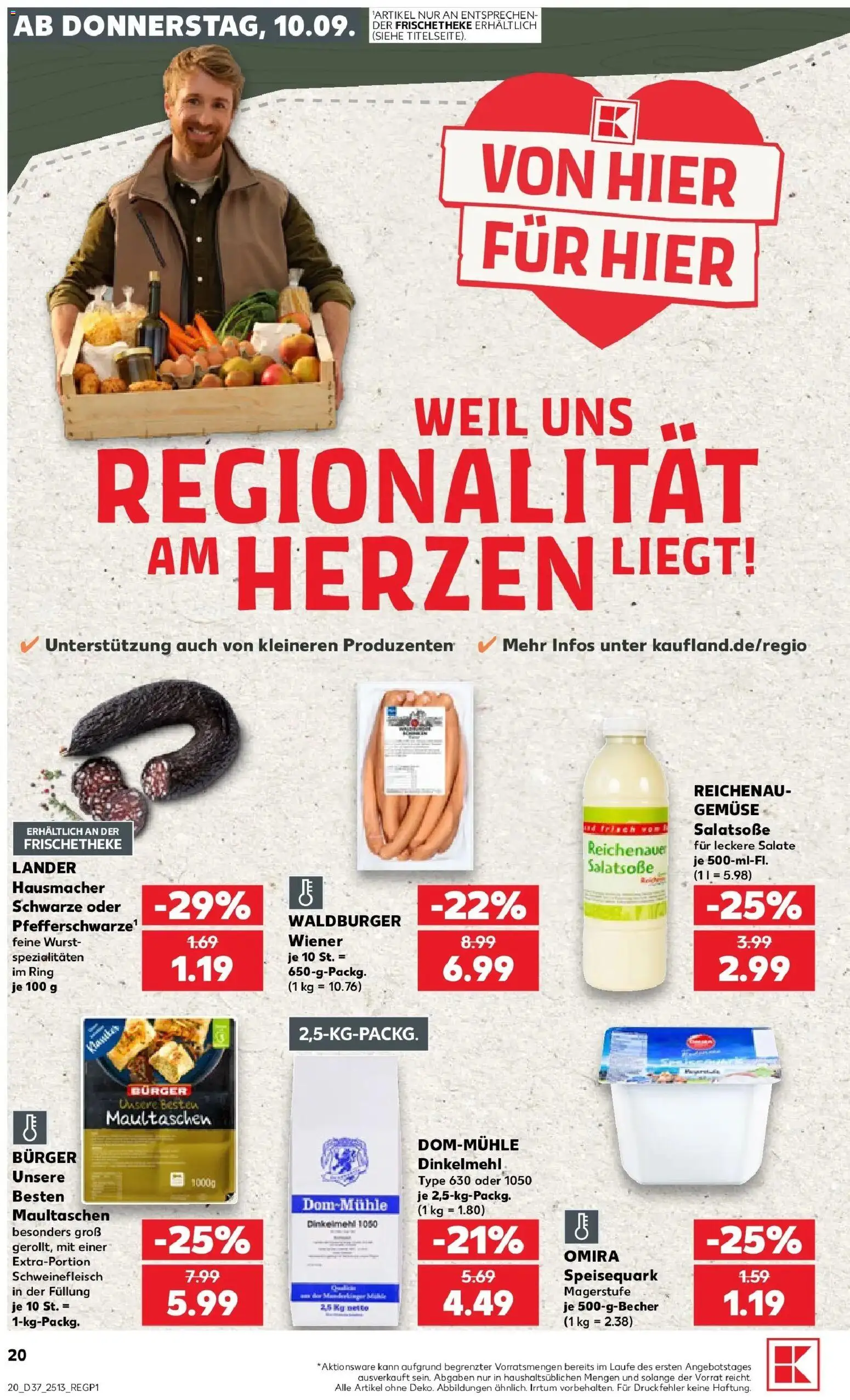 Prospekt Kaufland ab 10.09.2026 » Angebote Online zum Blättern | Seite: 20 | Produkte: Spezialitäten, Gemüse, Schweinefleisch, Speisequark
