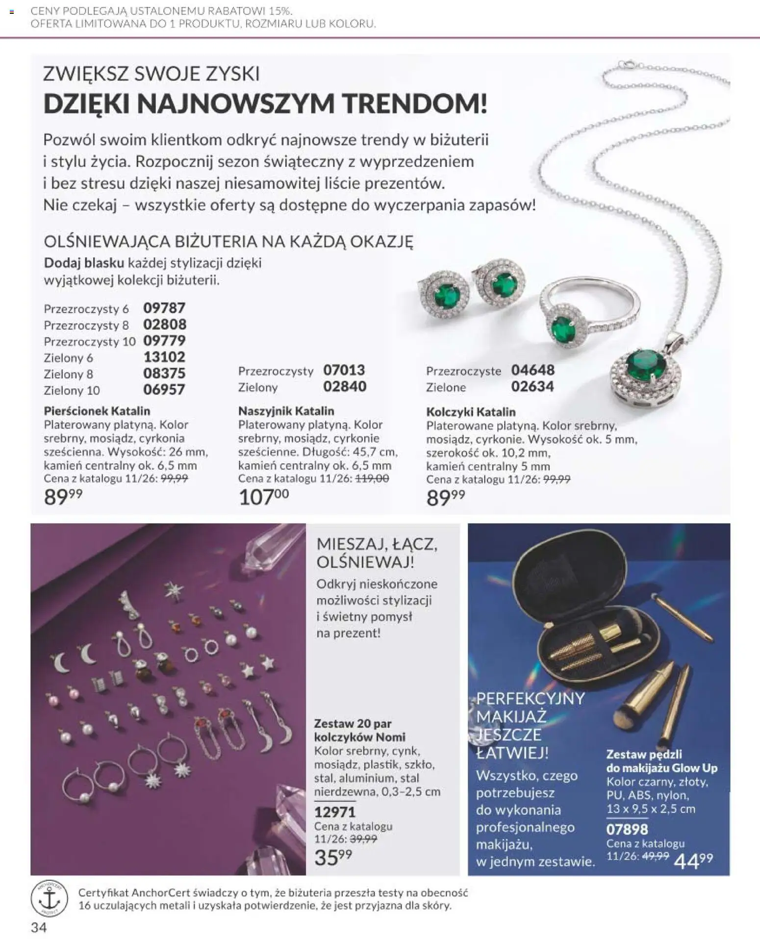 Avon Katalog Focus 10 2026 od 30.09.2026 | Strona: 34 | Produkty: Naszyjnik, Pierścionek, Makijaż