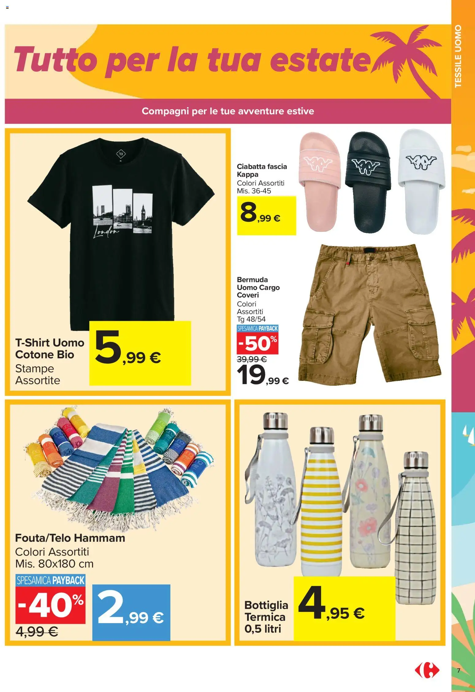 Volantino Carrefour del 01.06.2026 | Pagina: 7 | Prodotti: Bermuda, Bottiglia
