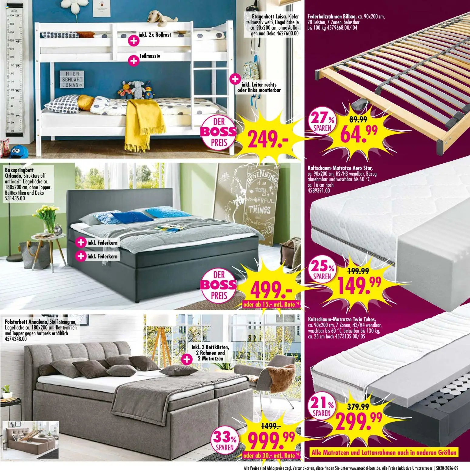 SB Möbel Boss Prospekt Alte Messe Leipzig – gültig ab 09.05.2026 | Seite: 9 | Produkte: Boxspringbett, Polsterbett, Topper