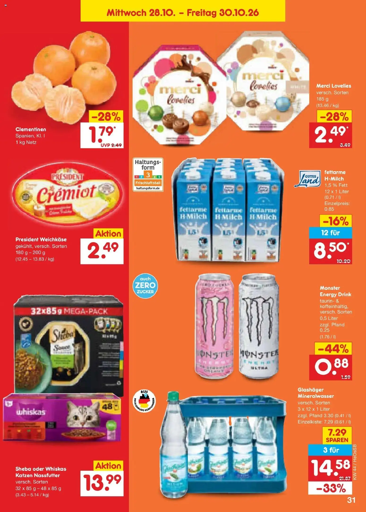 Netto Marken-Discount Prospekt Rostock – gültig ab 26.10.2026 | Seite: 47 | Produkte: Sheba, Milch, Monster, Zucker