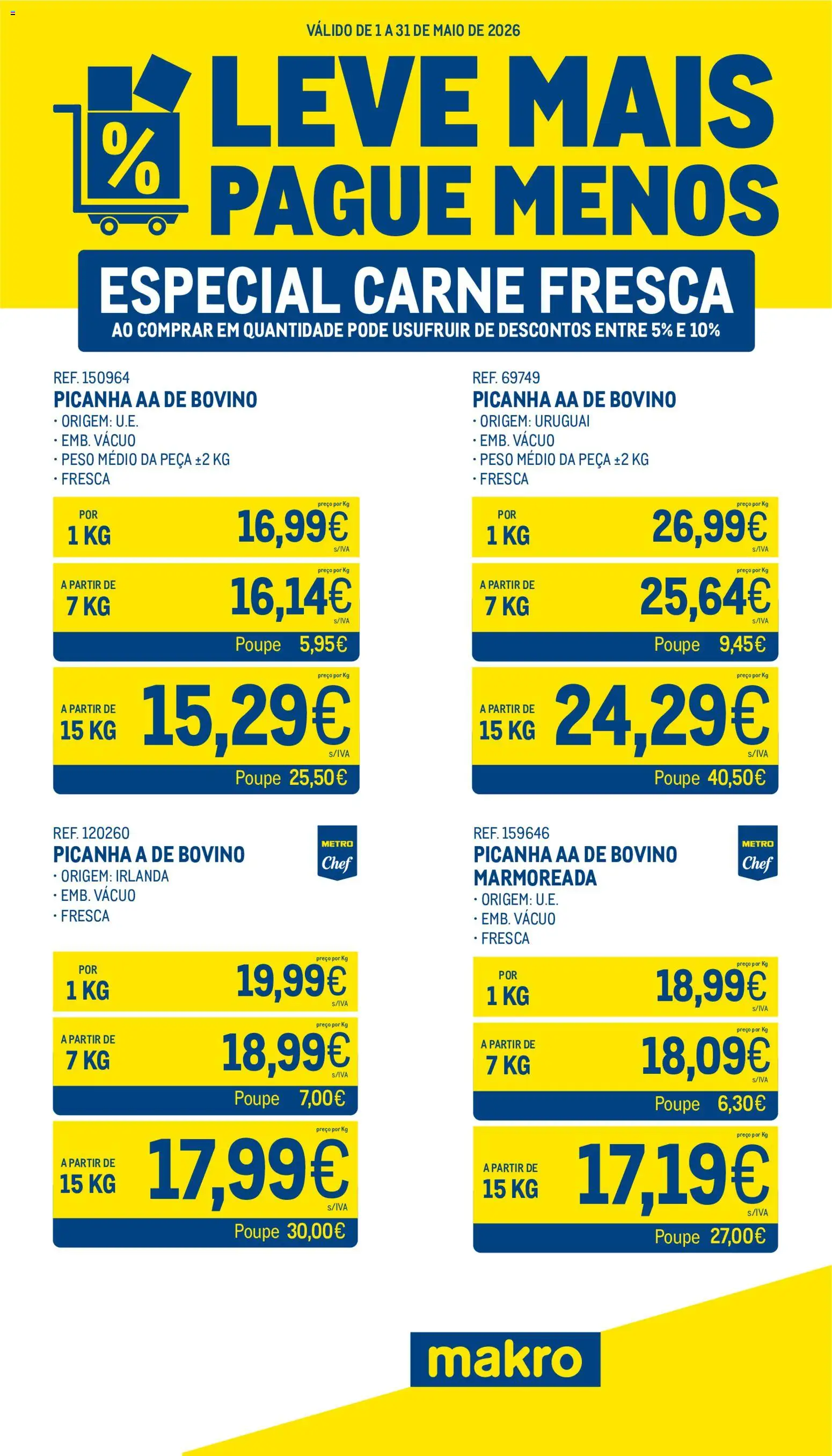 Makro Leve Mais Pague Menos - Carne Fresca │ válido de 01.05.2026 | Página: 1 | Produtos: Carne