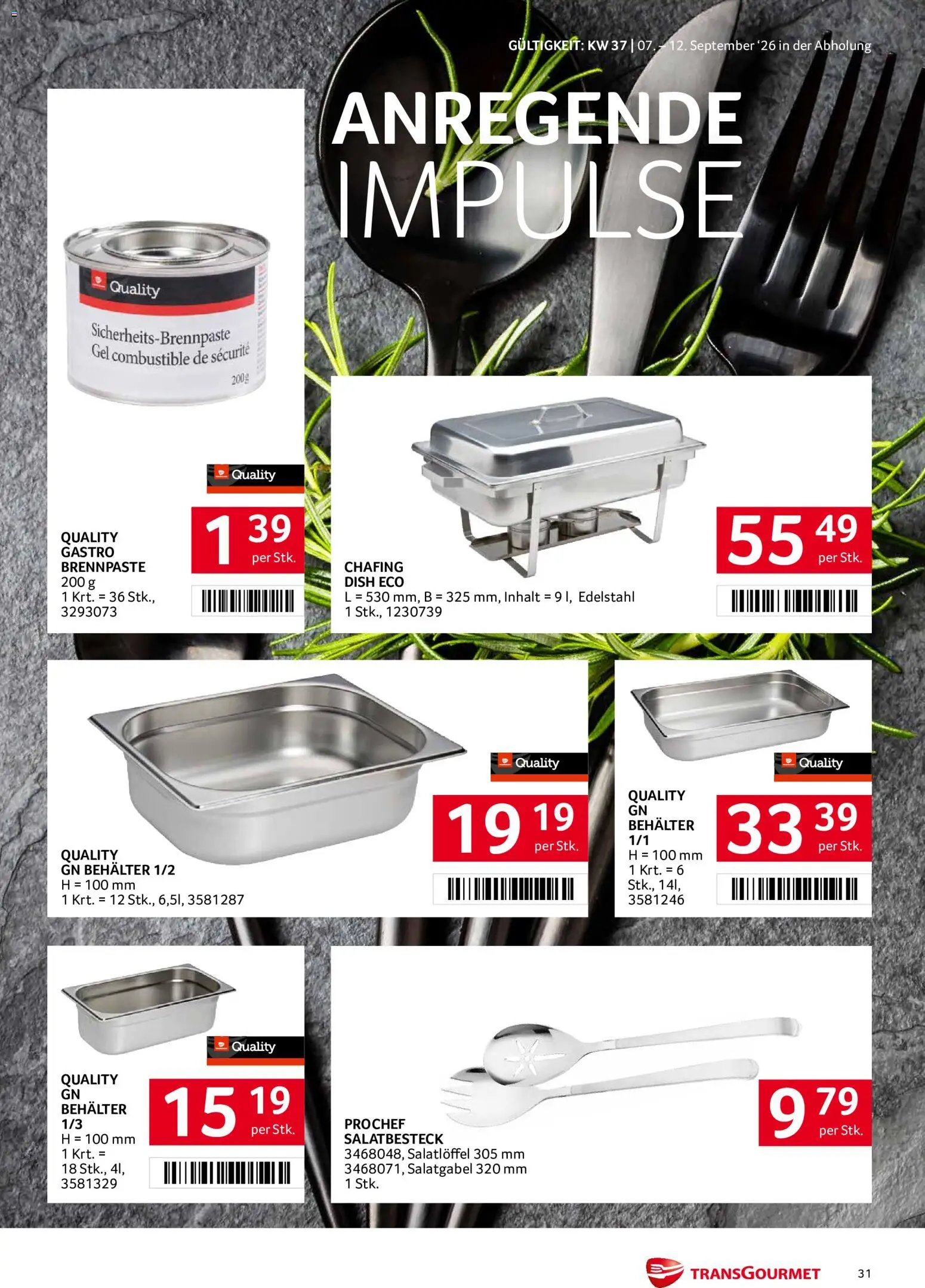 Transgourmet Flugblatt gültig ab 07.09.2026 | Seite: 31